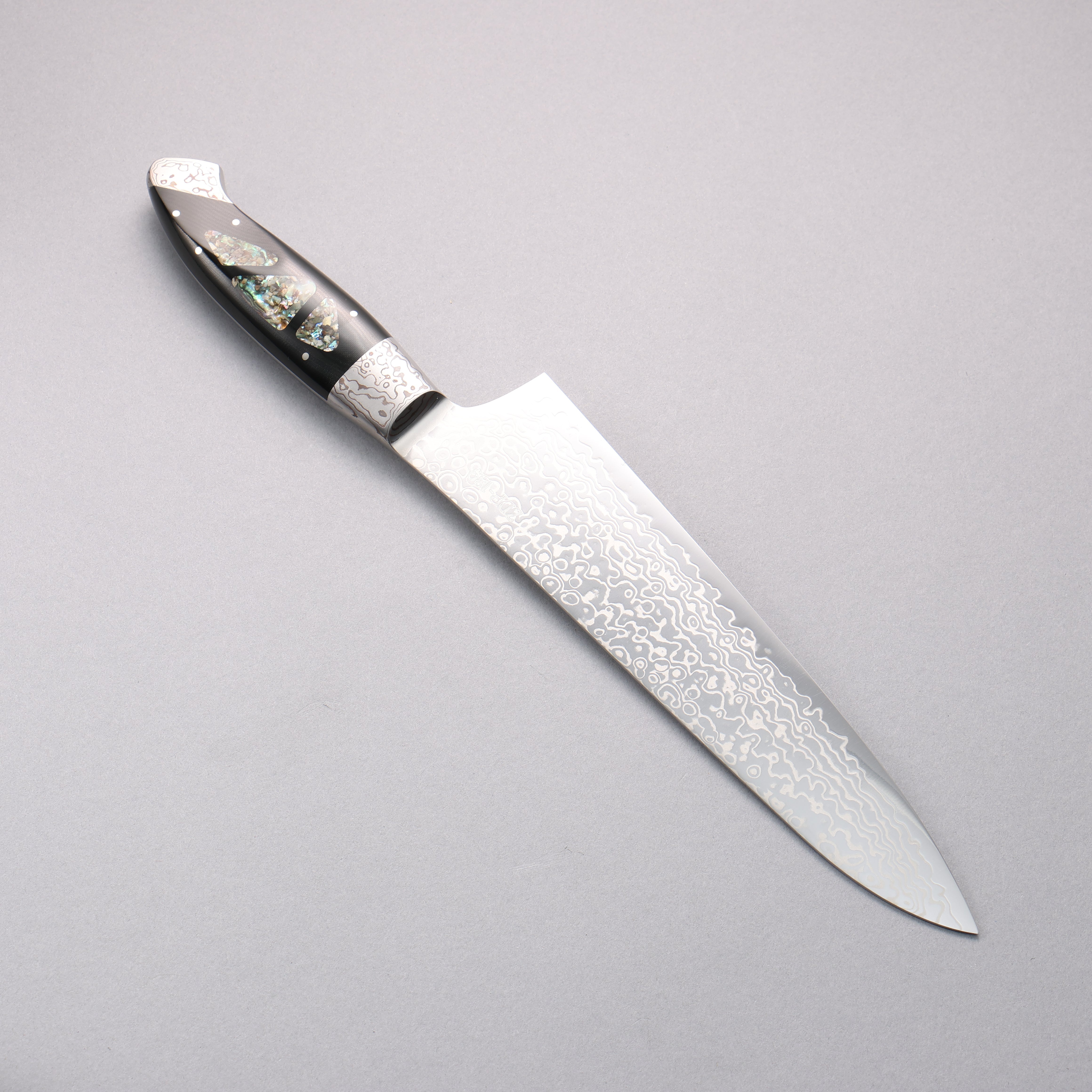 Kajin ZDP189 Damascus Migaki Finished Gyuto 210mm Abalone Inlay Handle - Seisuke Knife