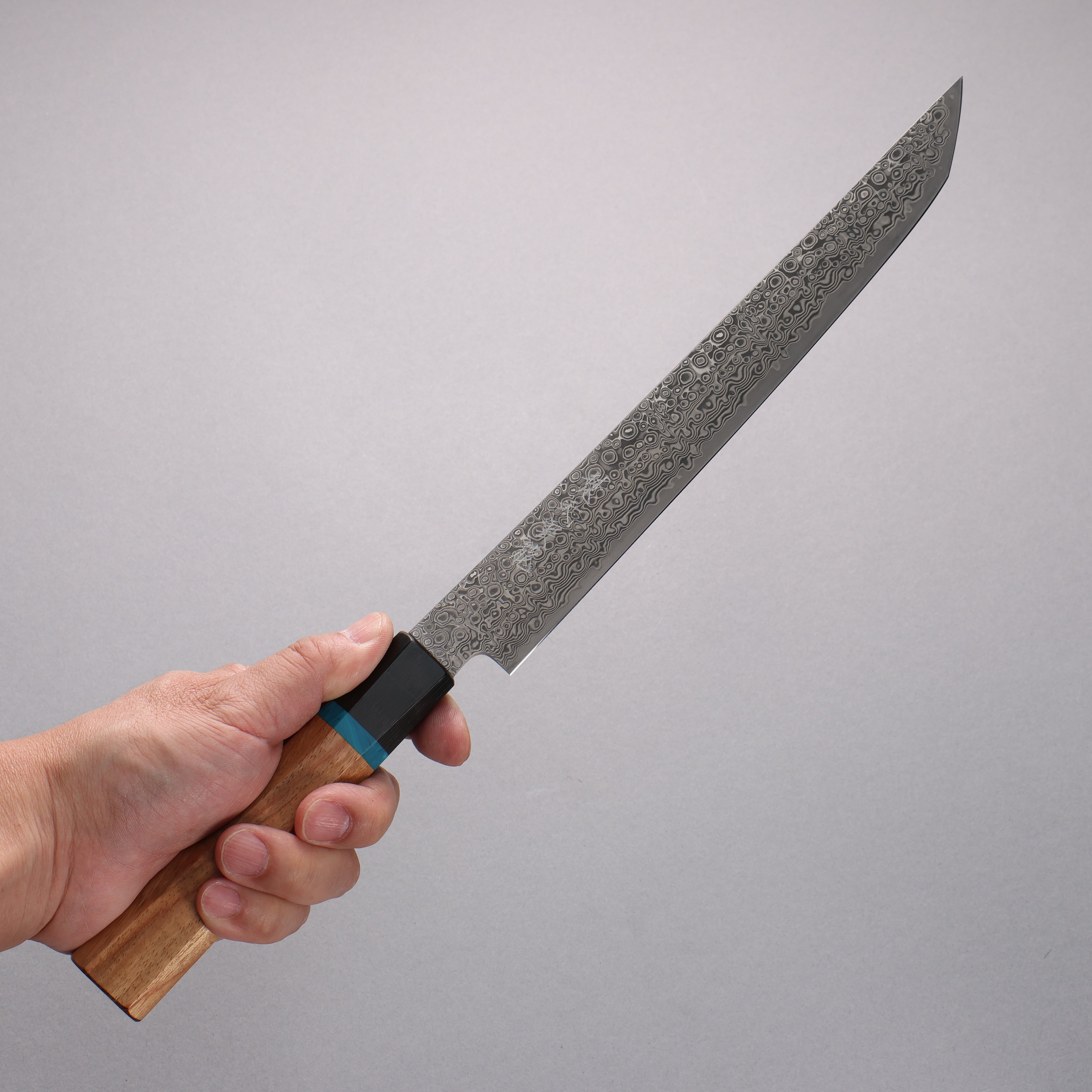 Ryusen Bonten Unryu Kai VG10 63 Layer Damascus Kengata Sujihiki 240mm Chinese Quince Handle - Seisuke Knife