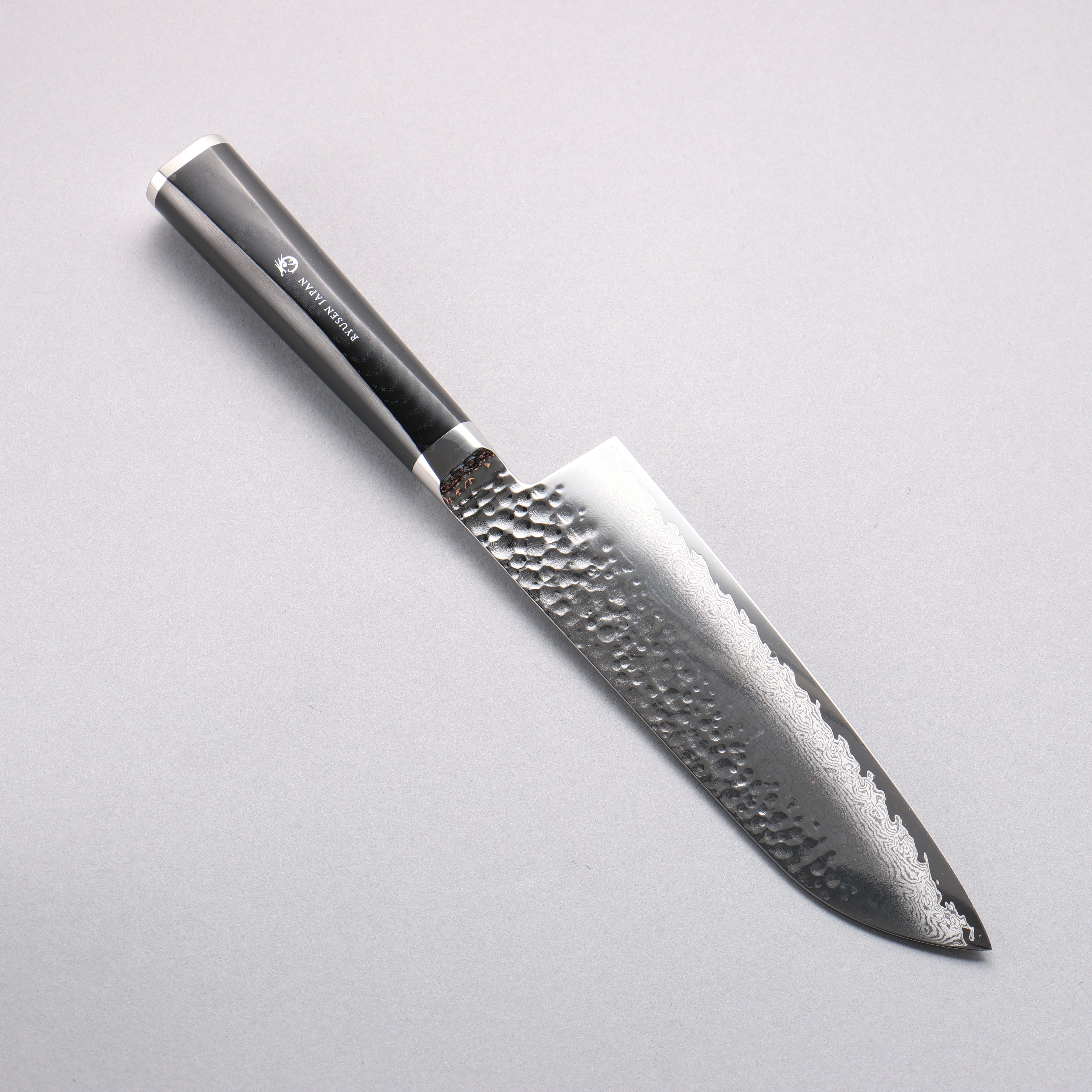 Ryusen Tanganryu VG10 67 Layer Damascus Santoku 170mm Black Micarta Handle - Seisuke Knife