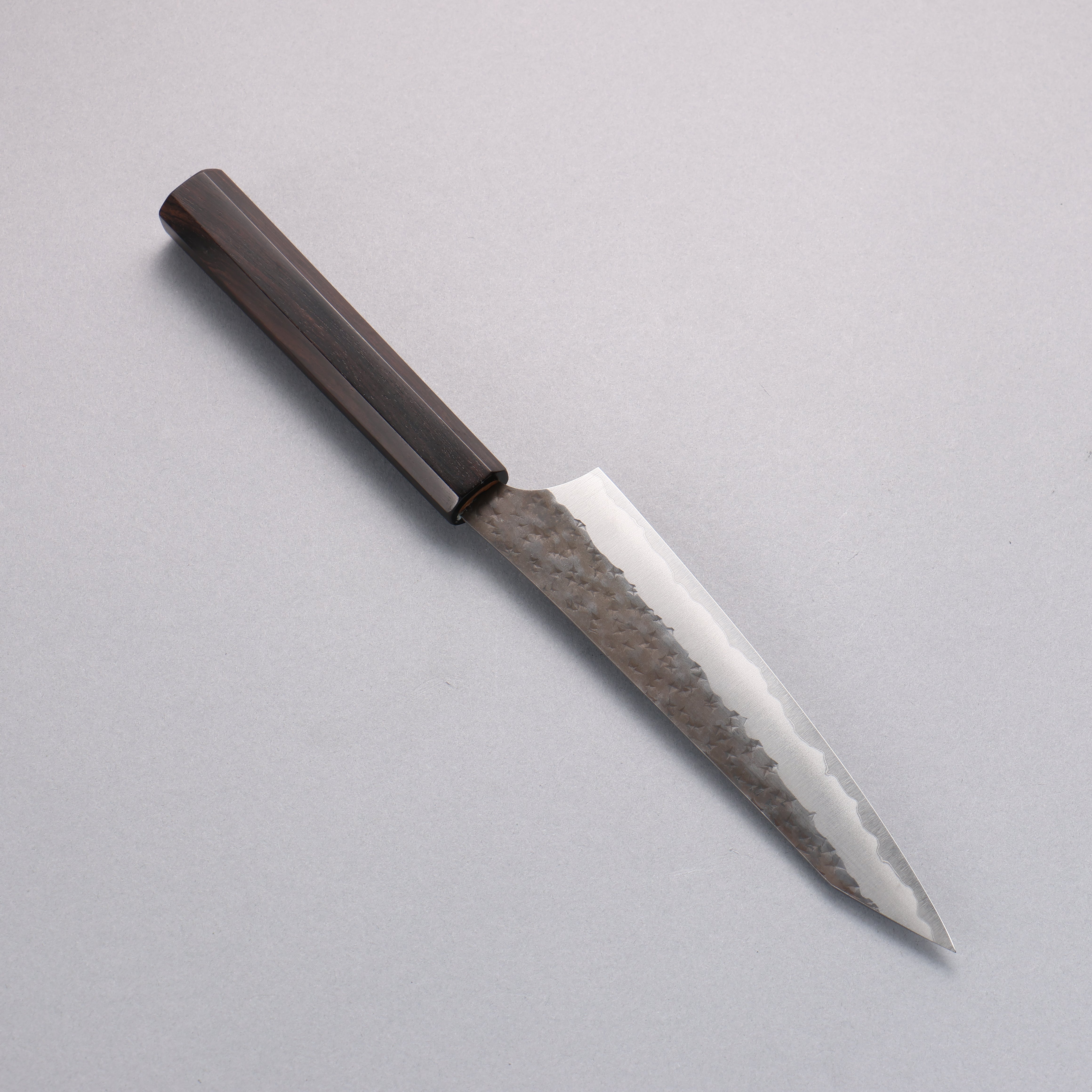 Yu Kurosaki Senko Ei Blue Super Hammered Black Finished Petty-Utility 150mm Ebony Wood Handle - Seisuke Knife