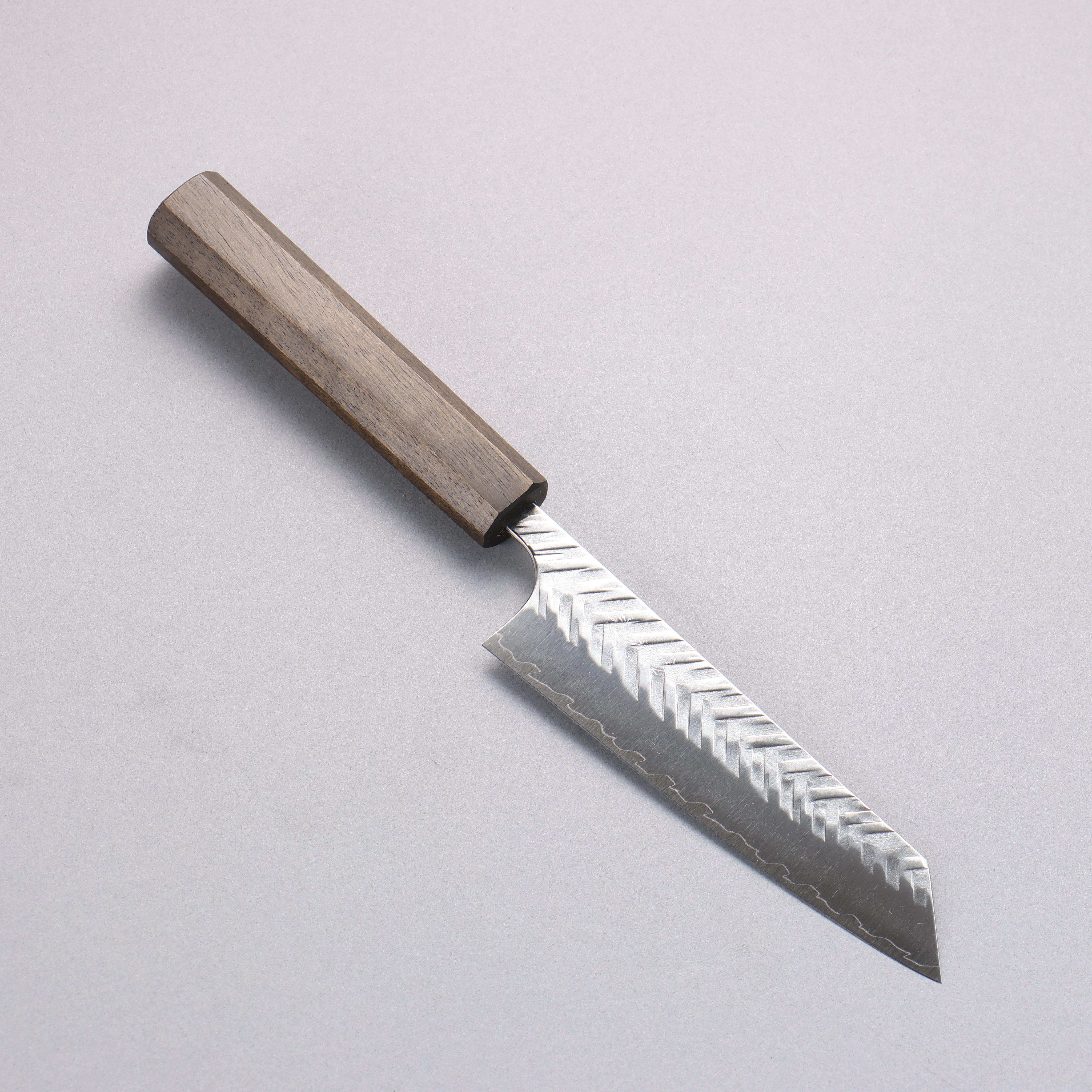 Yoshimi Kato SPG STRIX Hammered (V) Small Bunka 130mm Black Persimmon Black Lacquered Handle - Seisuke Knife