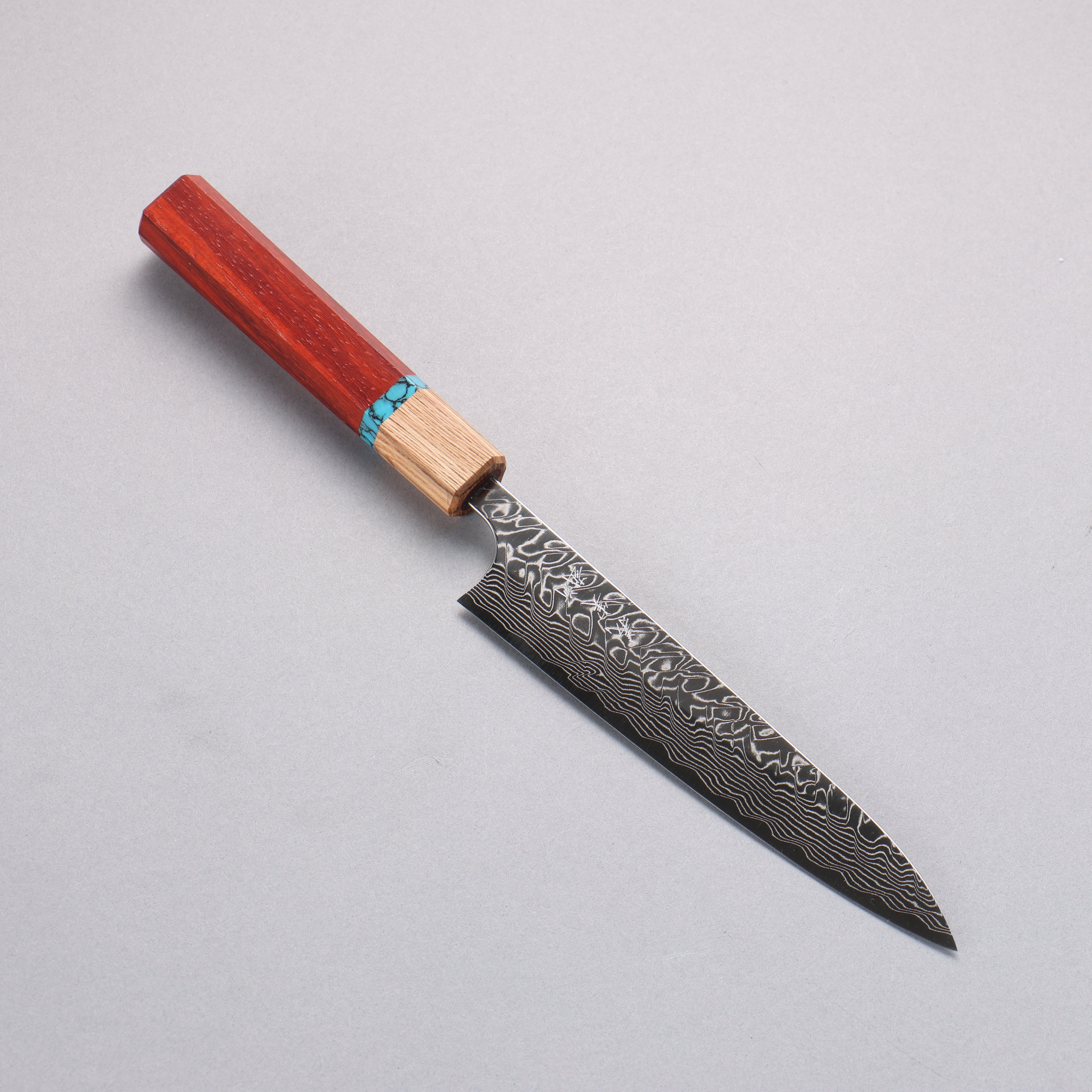 Yoshimi Kato SG2 Damascus Migaki Finished Petty-Utility 150mm Padoauk(Turquoise Ring) Handle - Seisuke Knife