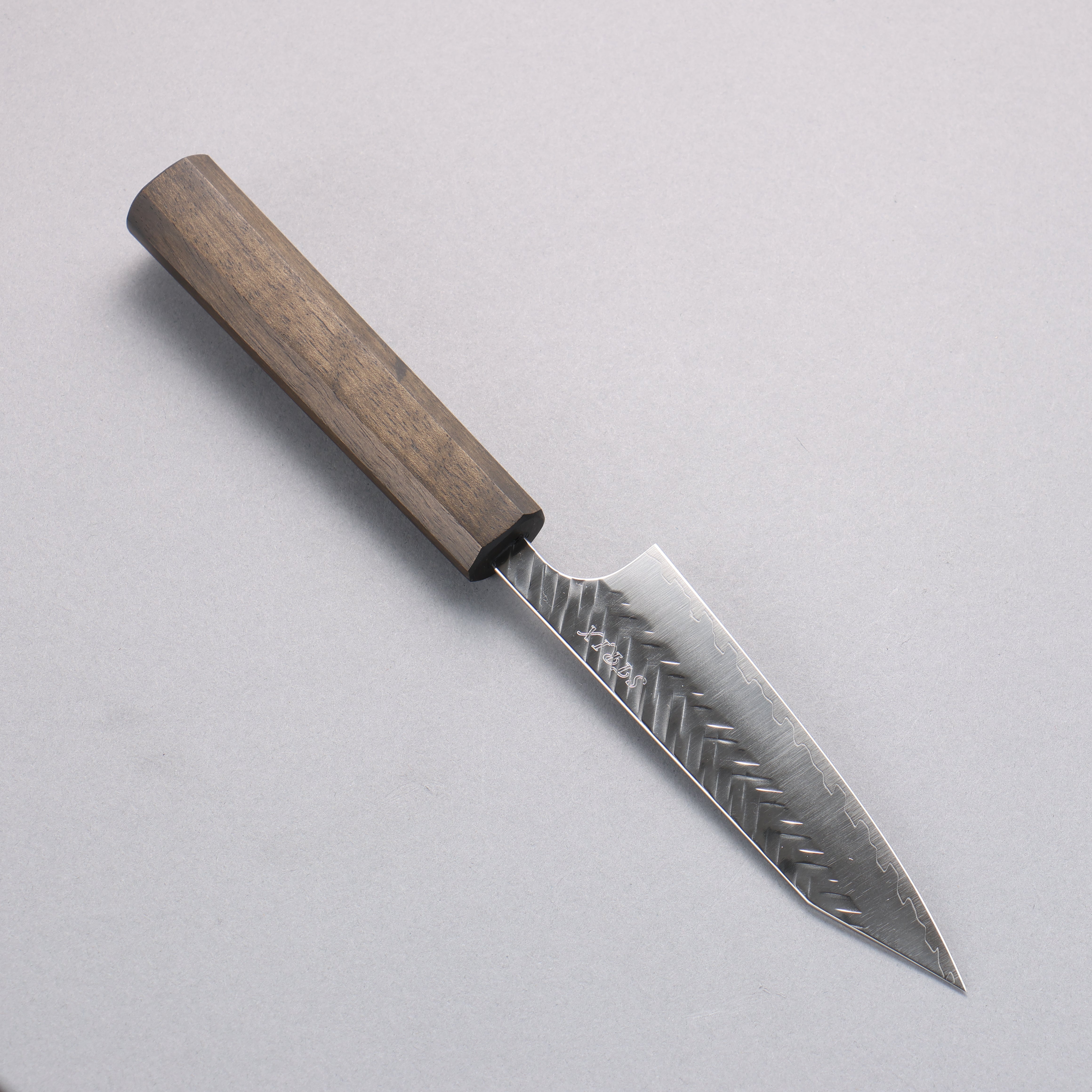 Yoshimi Kato SPG STRIX Hammered (V) Kiritsuke Petty-Utility 120mm Black Persimmon Black Lacquered Handle - Seisuke Knife