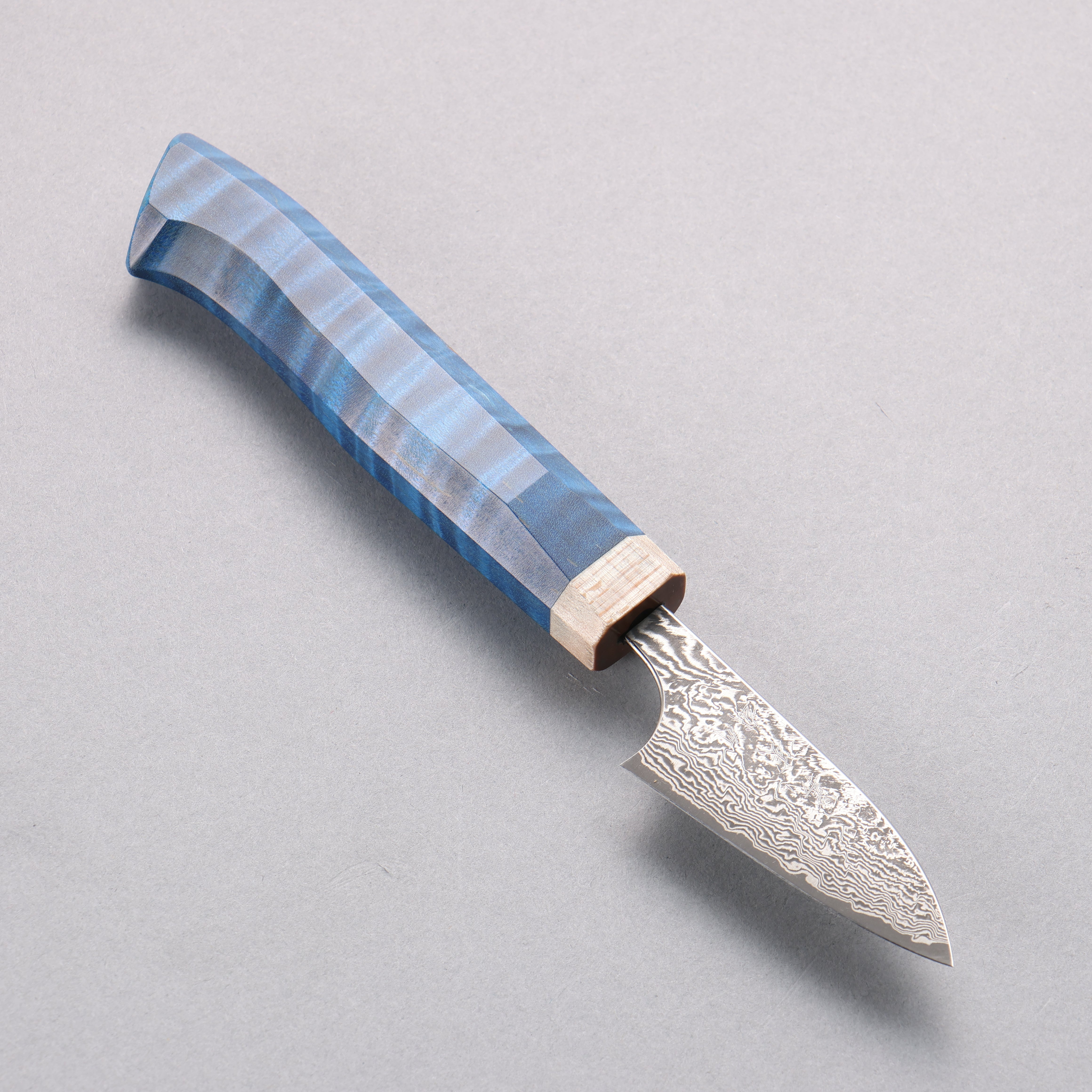 Yoshimi Kato VG10 Black Damascus Paring 55mm Blue Western-Style Handle - Seisuke Knife