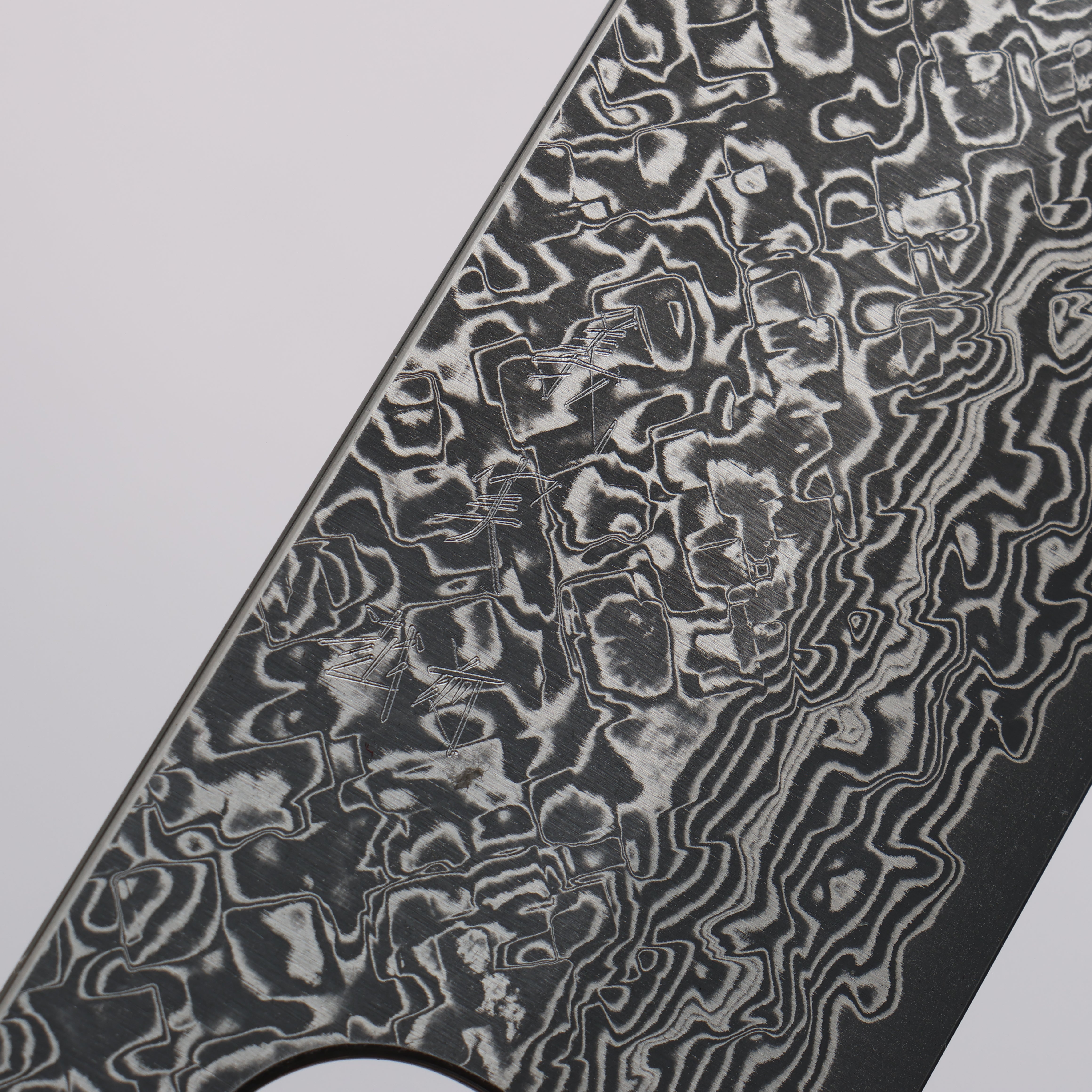 Yoshimi Kato VG10 Black Damascus Santoku 170mm Chinese Quince Burl (Ferrule: Ebony) Handle - Seisuke Knife