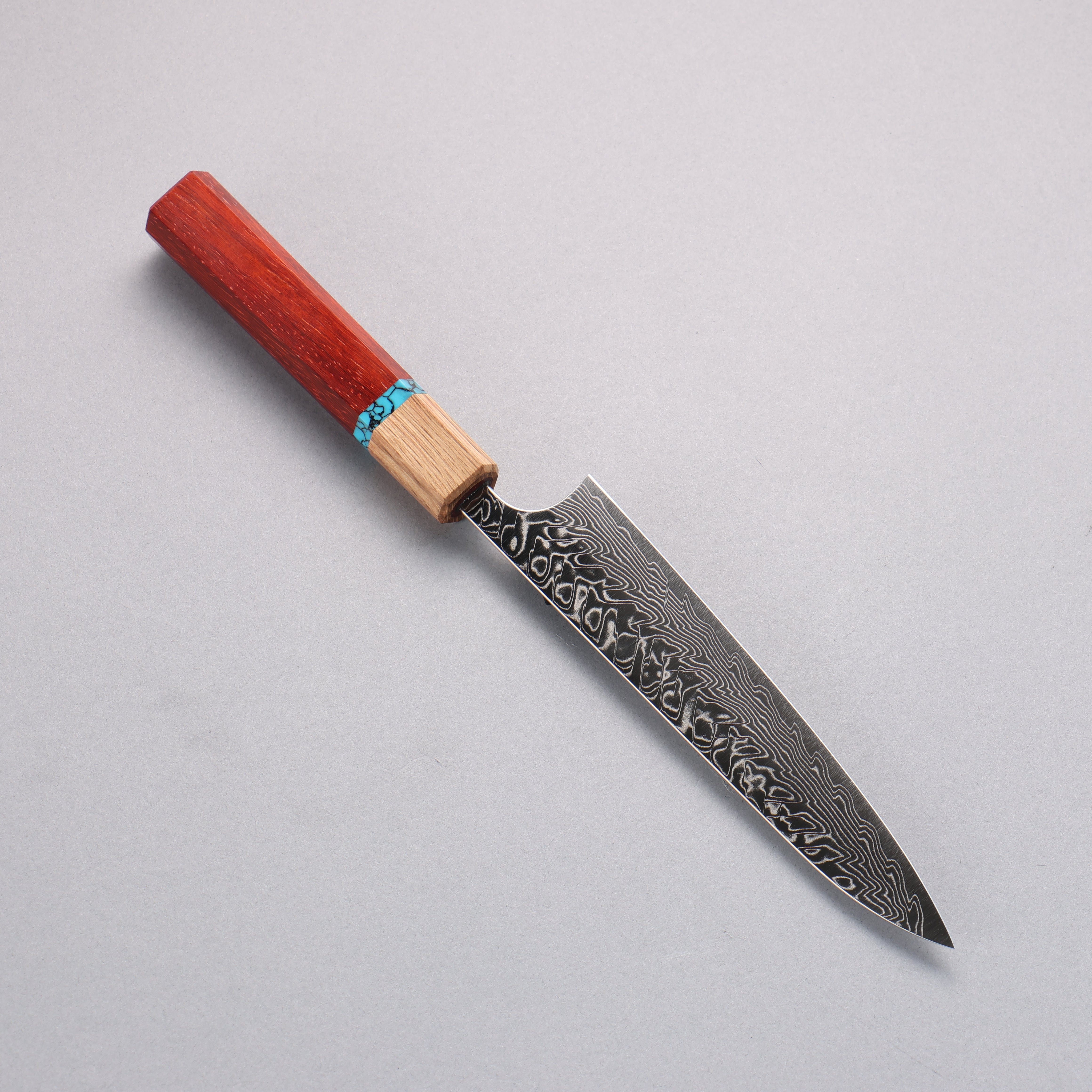 Yoshimi Kato SG2 Damascus Migaki Finished Petty-Utility 150mm Padoauk(Turquoise Ring) Handle - Seisuke Knife