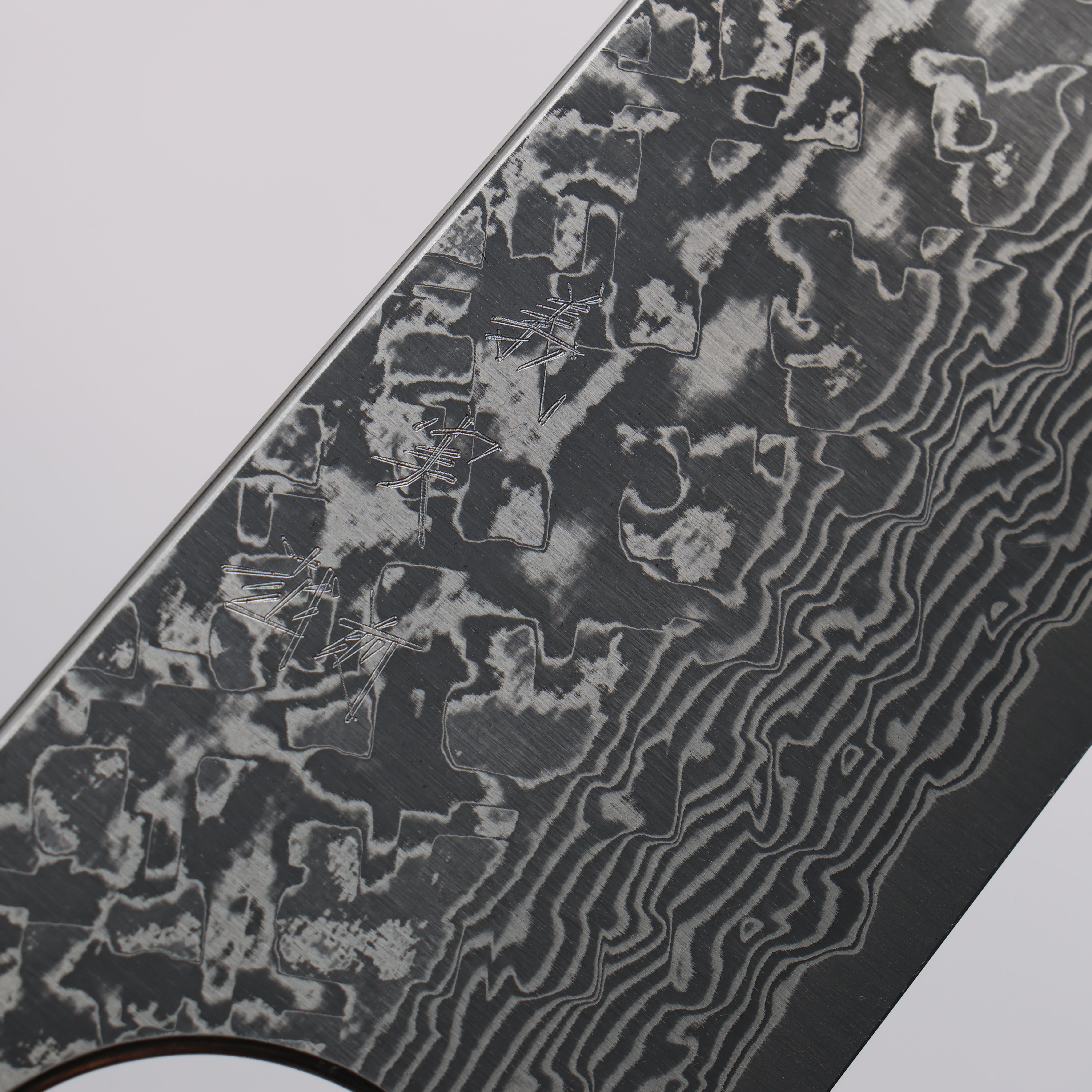 Yoshimi Kato VG10 Black Damascus Gyuto 210mm Chinese Quince Burl (Ferrule: Ebony) Handle - Seisuke Knife