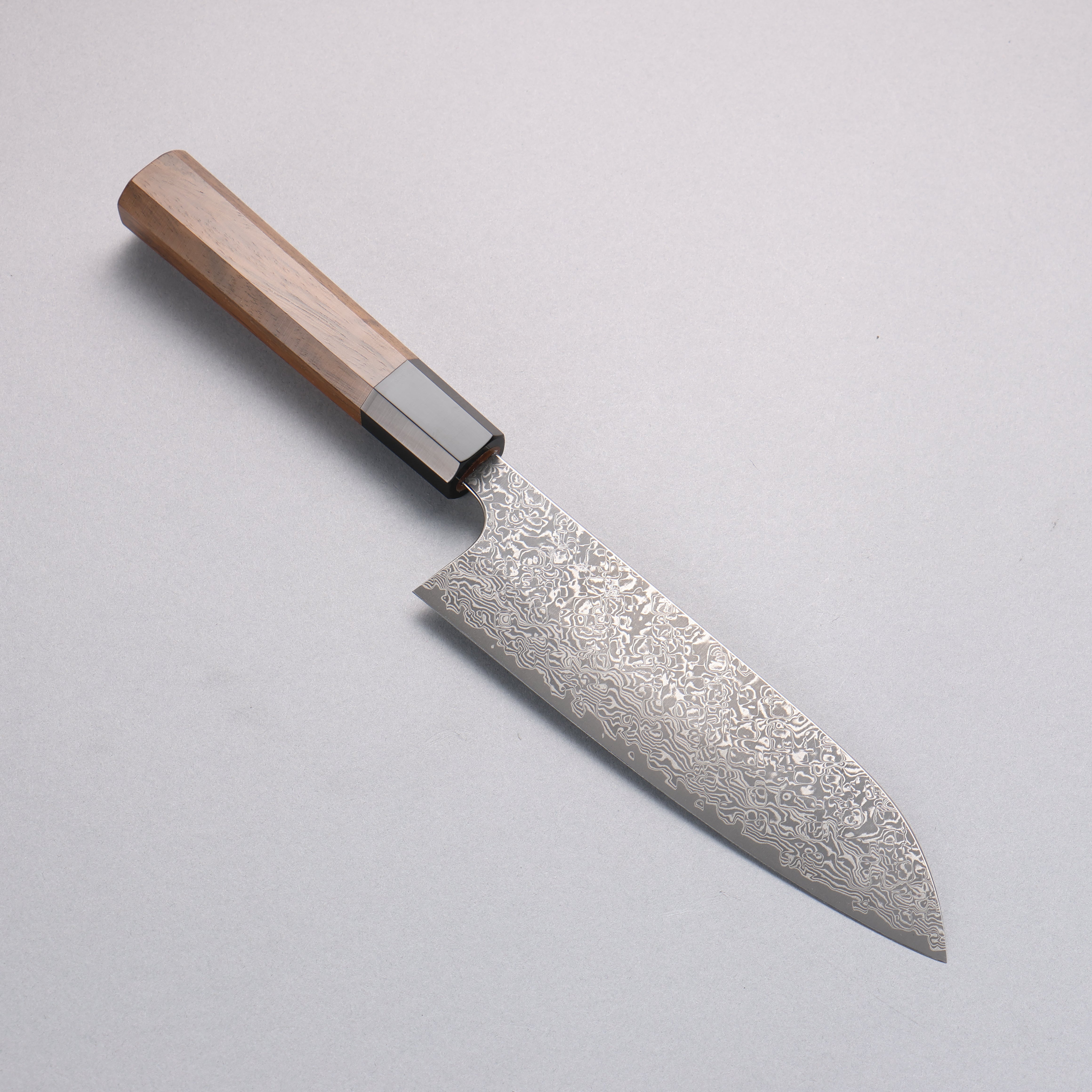 Yoshimi Kato VG10 Black Damascus Santoku 170mm Walnut Handle - Seisuke Knife