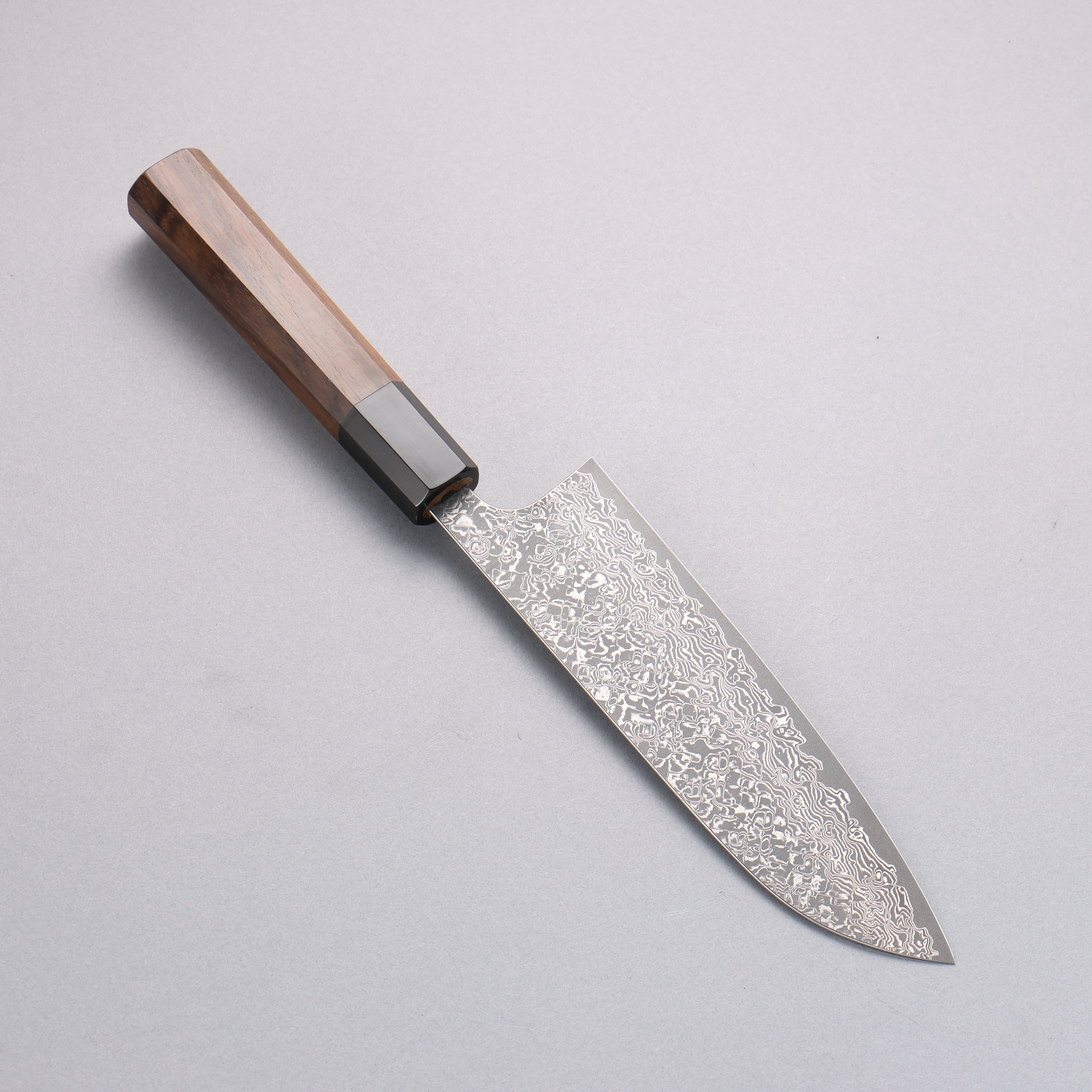 Yoshimi Kato VG10 Black Damascus Santoku 170mm Walnut Handle - Seisuke Knife