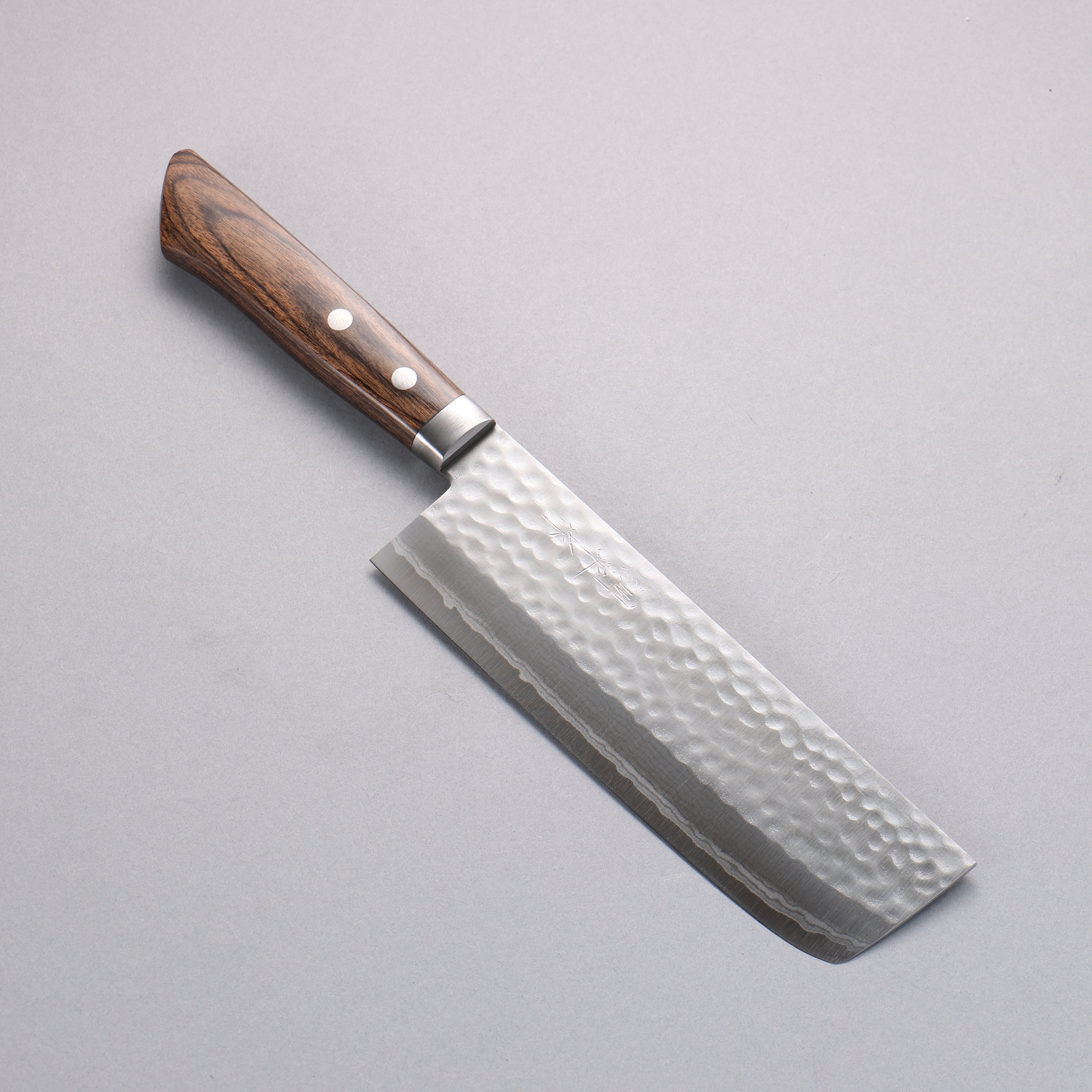 Kunihira Kokuryu VG10 Hammered Damascus Nakiri 165mm Scotch Pakka wood Handle - Seisuke Knife
