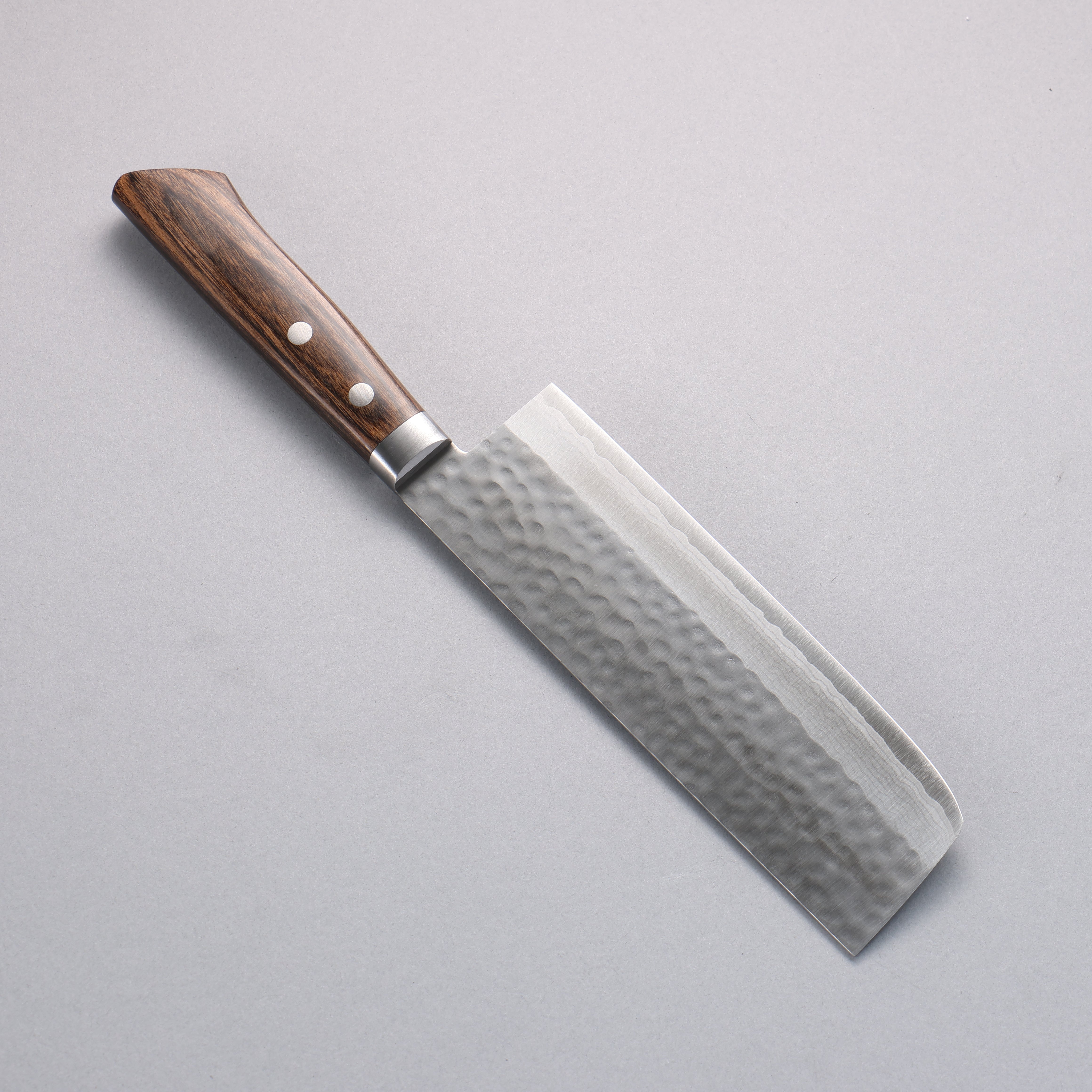 Kunihira Kokuryu VG10 Hammered Damascus Nakiri 165mm Scotch Pakka wood Handle - Seisuke Knife