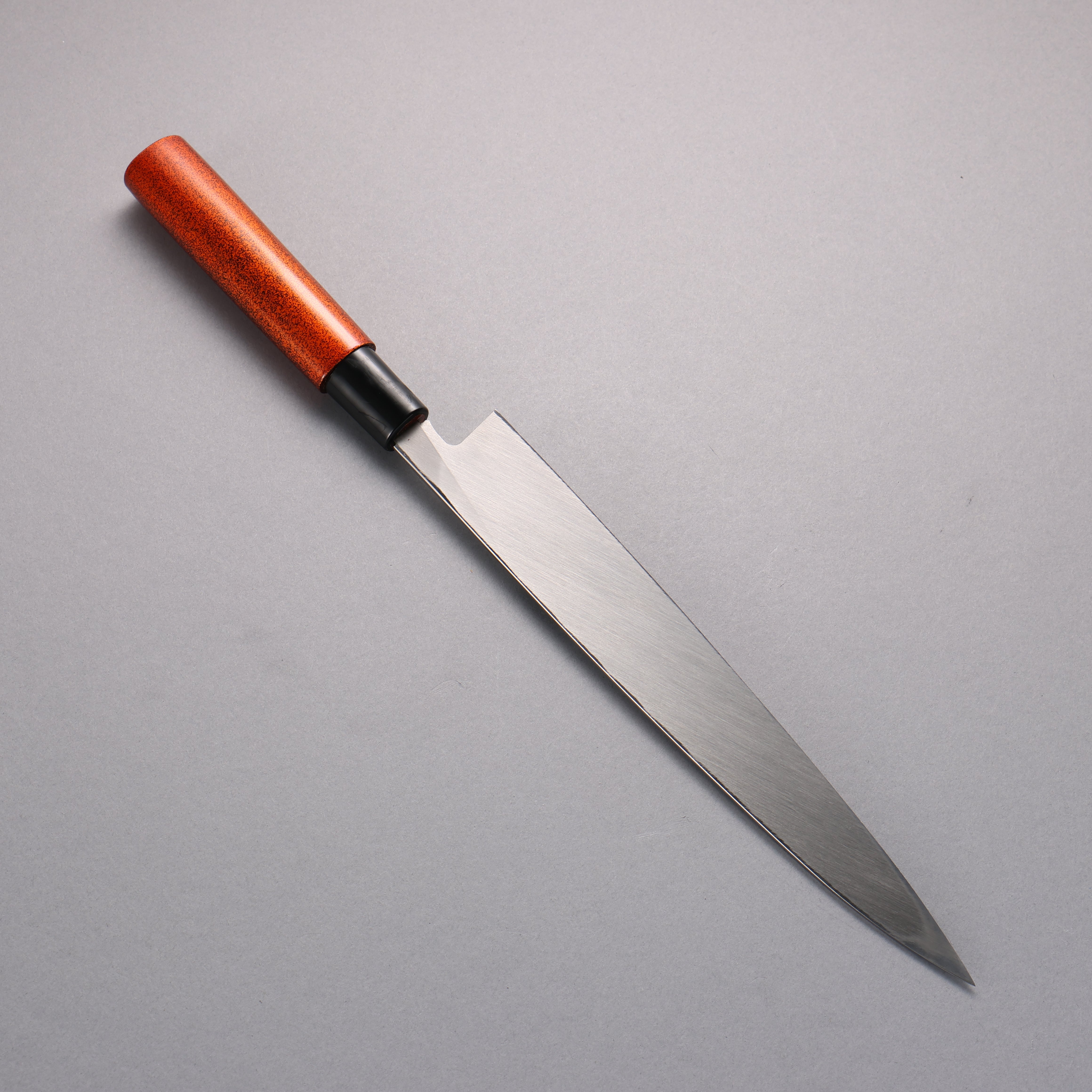 Sakai Takayuki Shikisai Hikari INOX Yanagiba with Orange Lacquered Handle & Sheath - Seisuke Knife