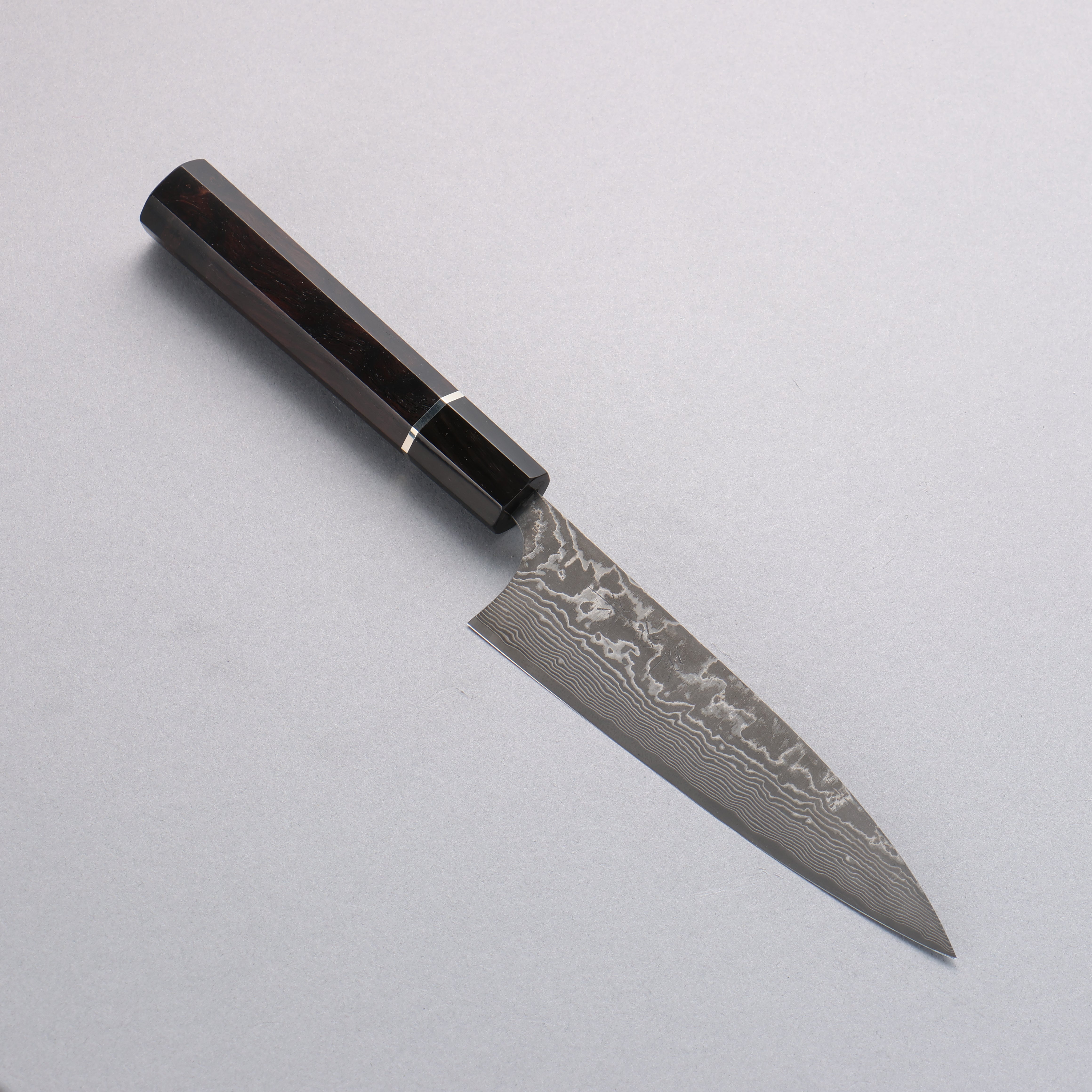Takeshi Saji SG2 Black Damascus Petty-Utility 130mm Ebony Wood (with Silver Ring) Handle - Seisuke Knife