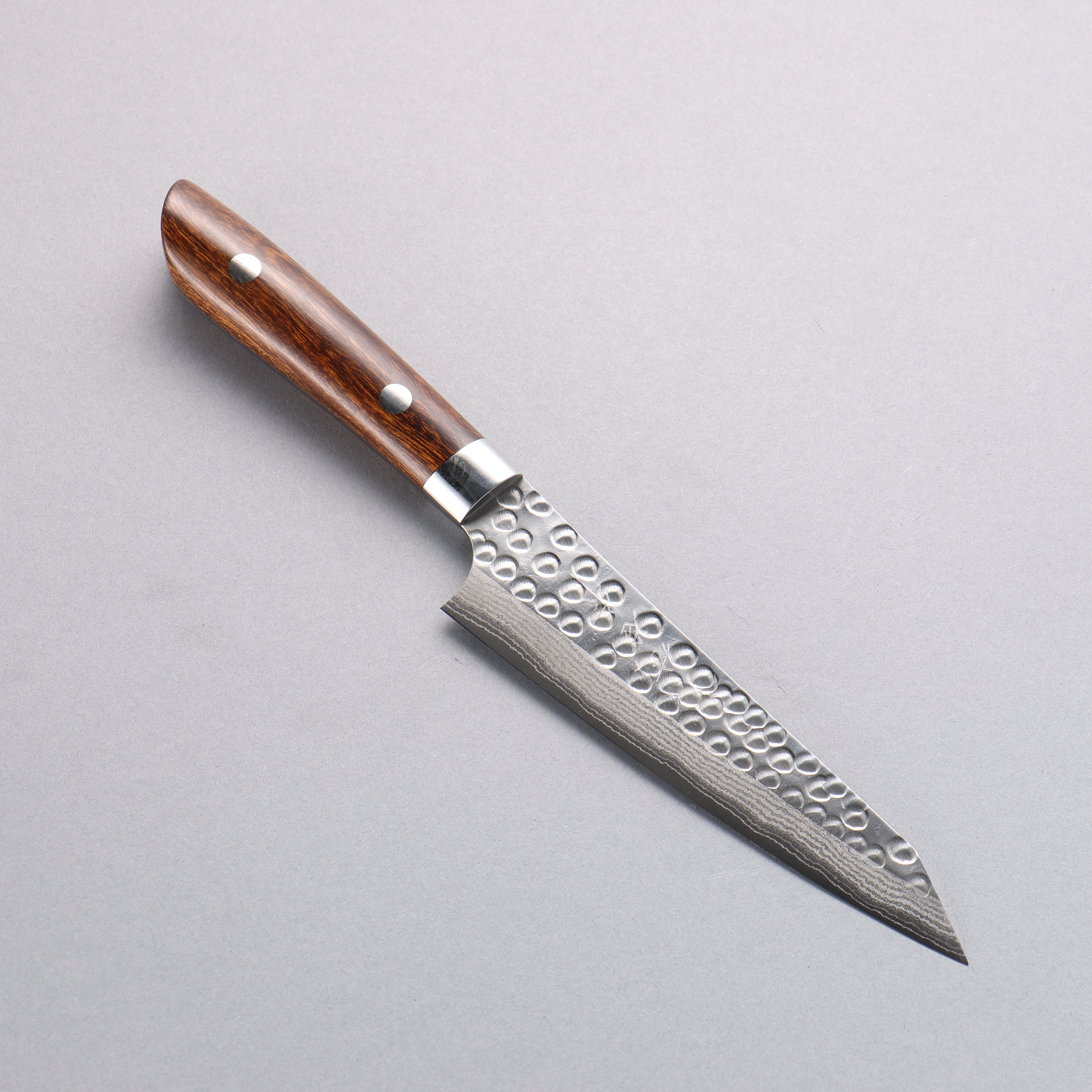 Takeshi Saji SRS13 Hammered(Maru) Kiritsuke Petty-Utility 130mm Ironwood Handle - Seisuke Knife