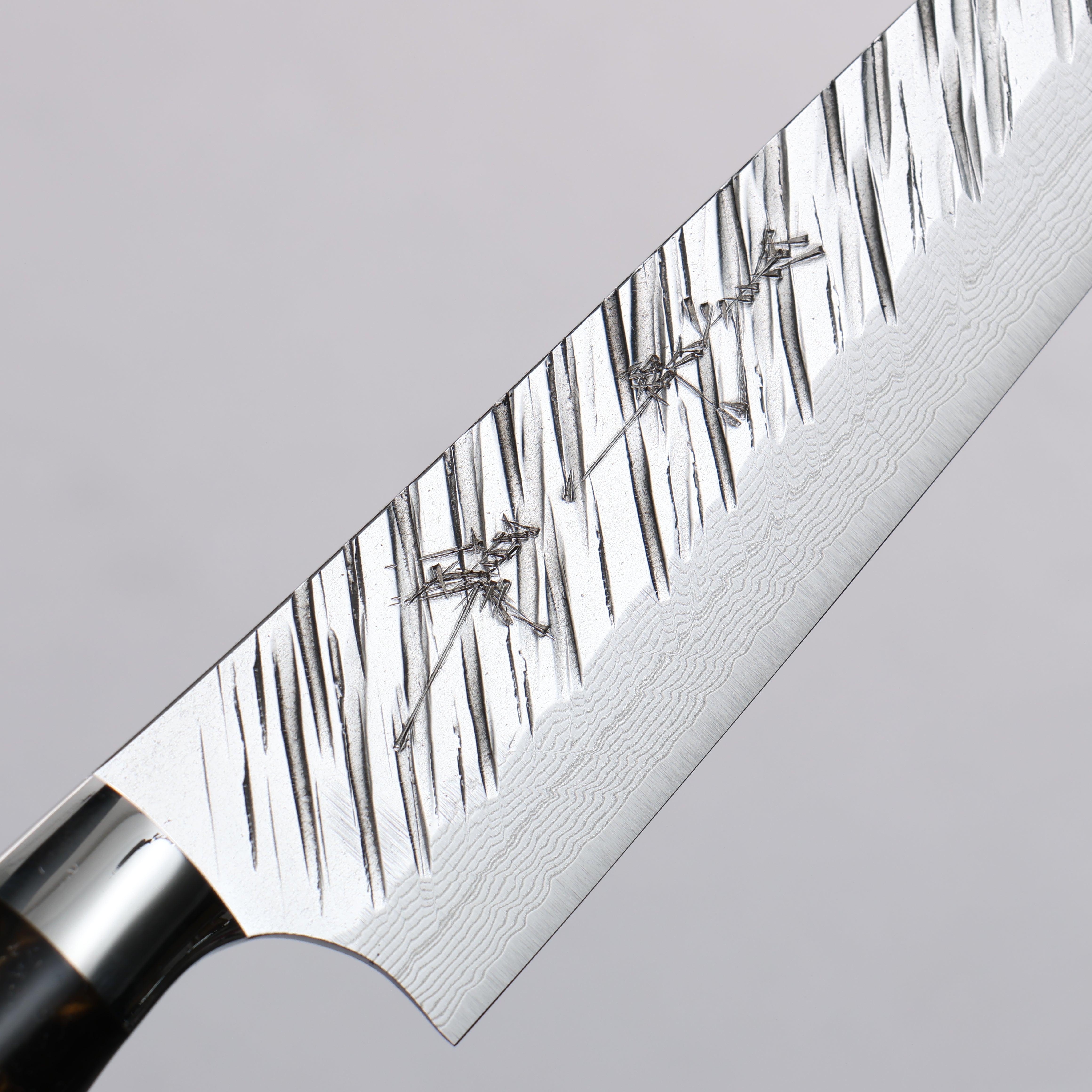 Yu Kurosaki Fujin SG2 Hammered Damascus Kiritsuke Petty-Utility 150mm Brown Black Acrylic Handle - Seisuke Knife