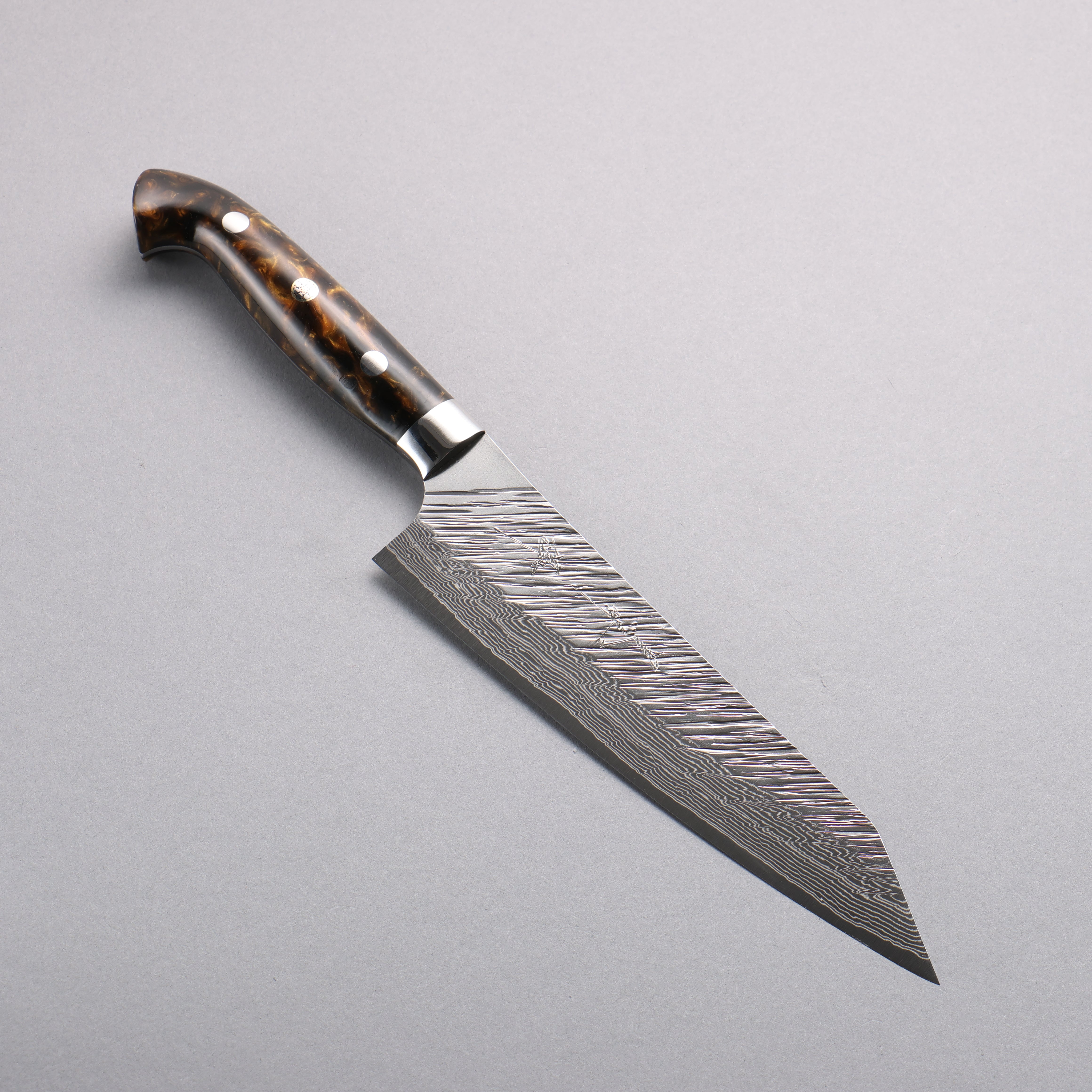 Yu Kurosaki Fujin SG2 Hammered Damascus Bunka 180mm Brown Black Acrylic Handle - Seisuke Knife