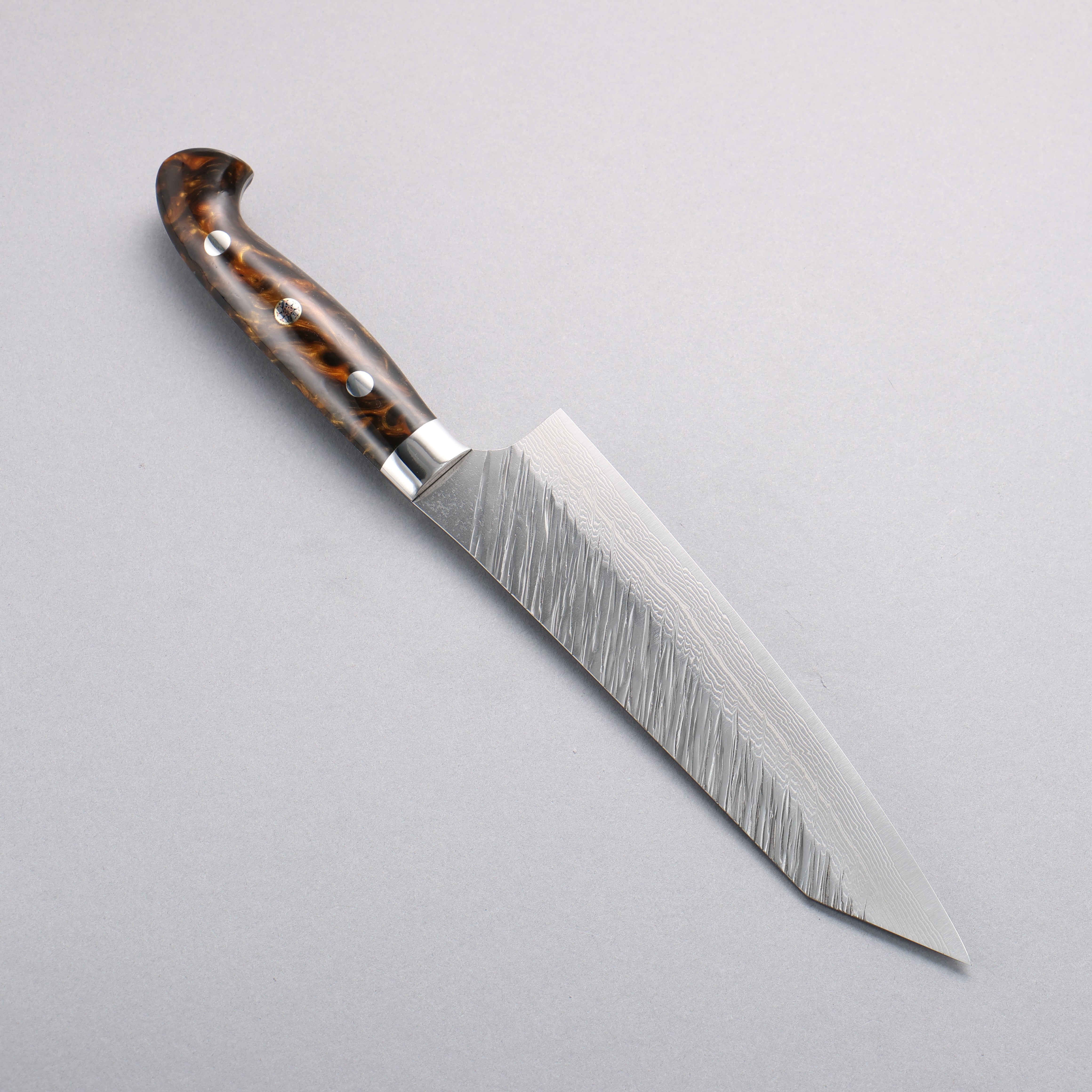 Yu Kurosaki Fujin SG2 Hammered Damascus Bunka 180mm Brown Black Acrylic Handle - Seisuke Knife