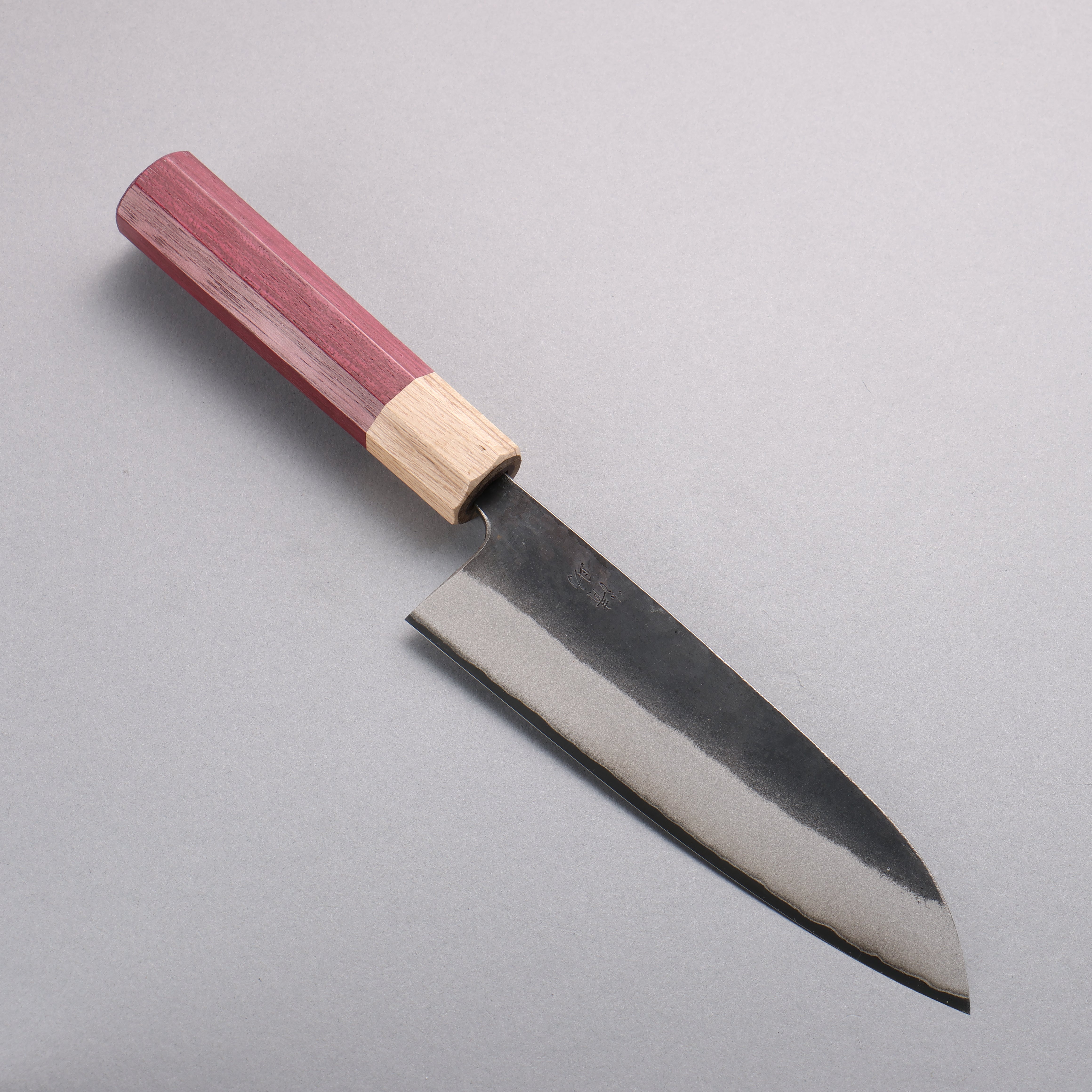 Seisuke Blue Steel No.2 Black Finished Santoku 170mm Purpleheart (Ferrule: Oak) Handle - Seisuke Knife