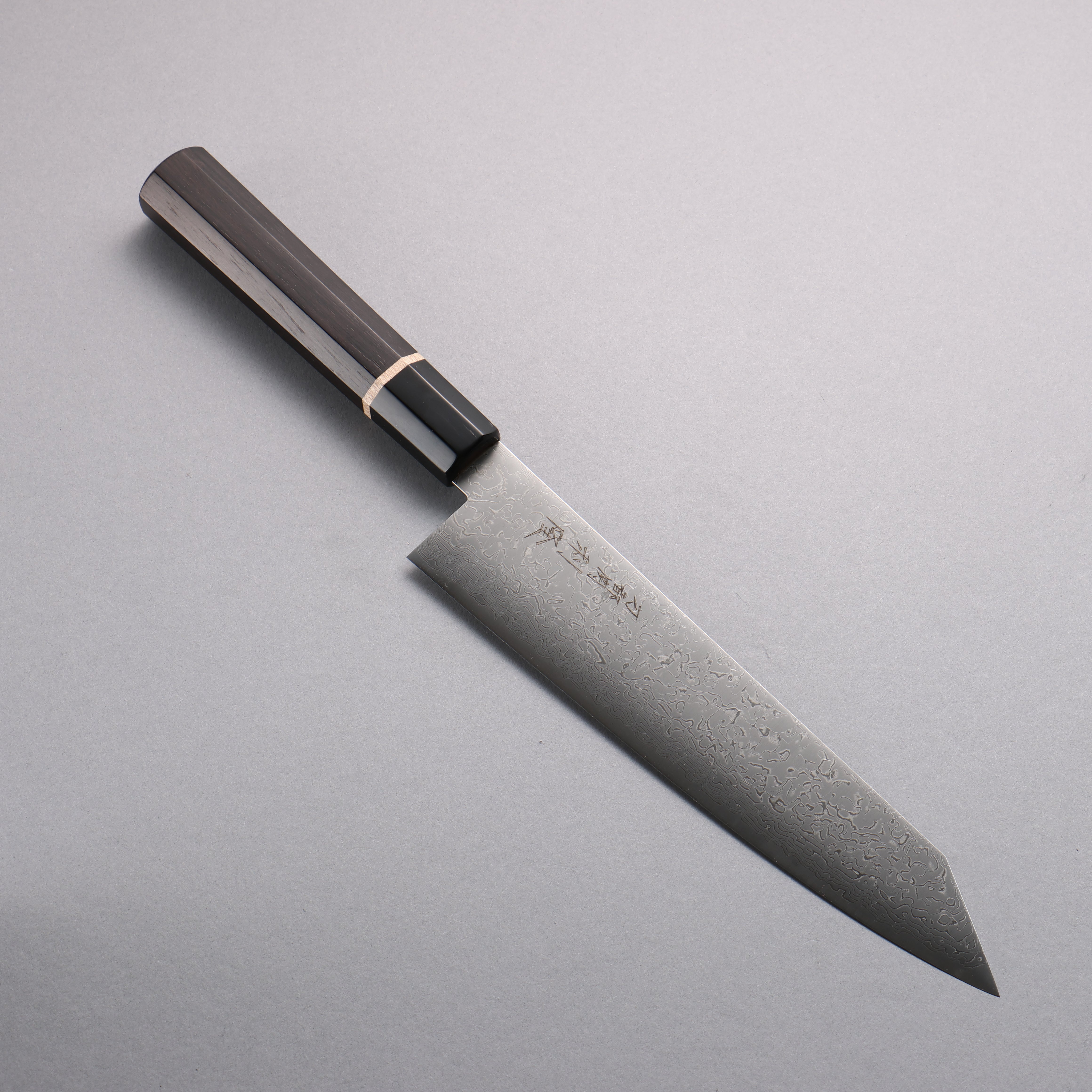 Toshitaka Seisuke VG10 65 Layer Damascus Kiritsuke Gyuto 210mm Ebony (Maple Ring and Water Buffalo Ferrule) Handle - Seisuke Knife