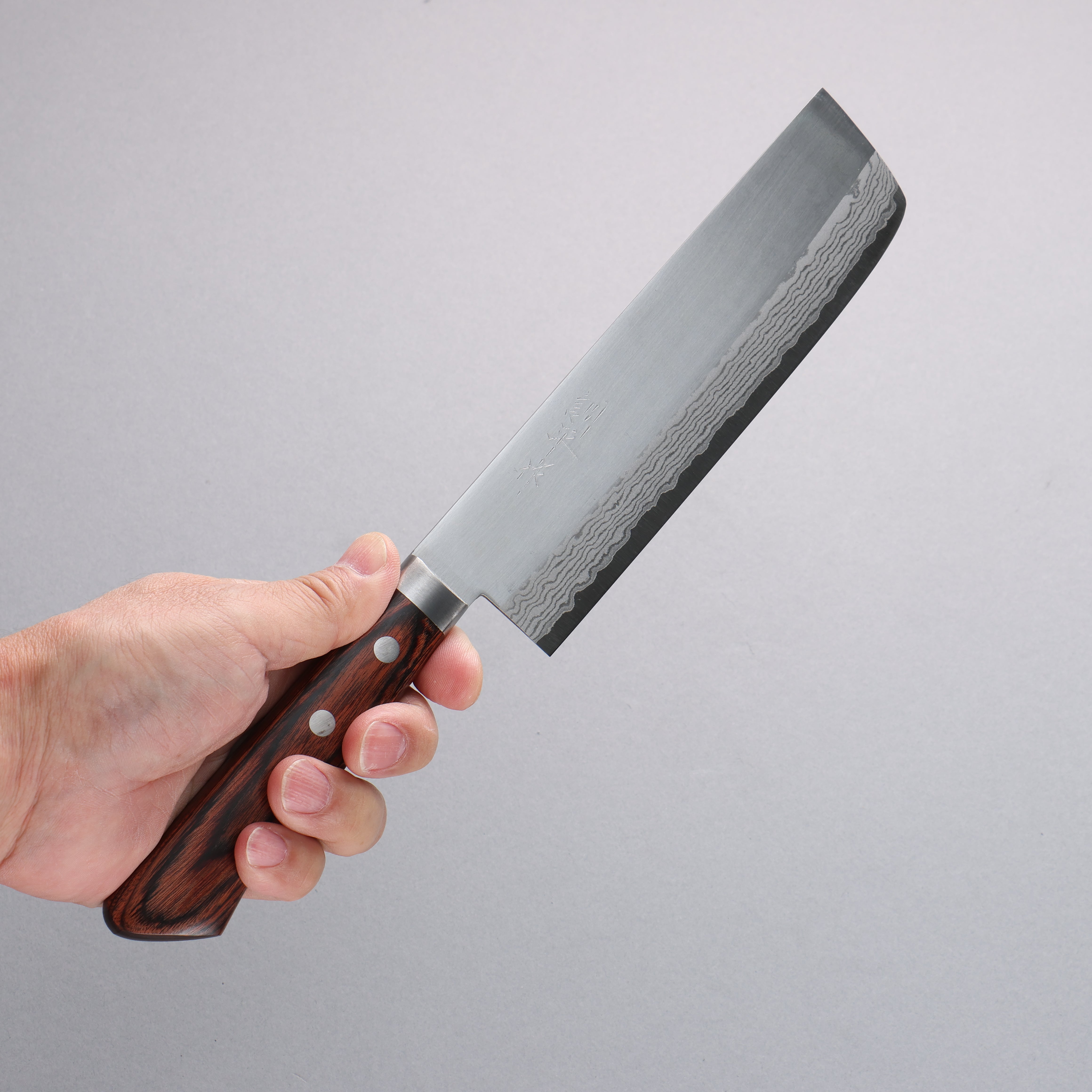 Kunihira Sairyu VG10 Damascus Migaki Usuba 165mm Mahogany Pakkawood Handle - Seisuke Knife