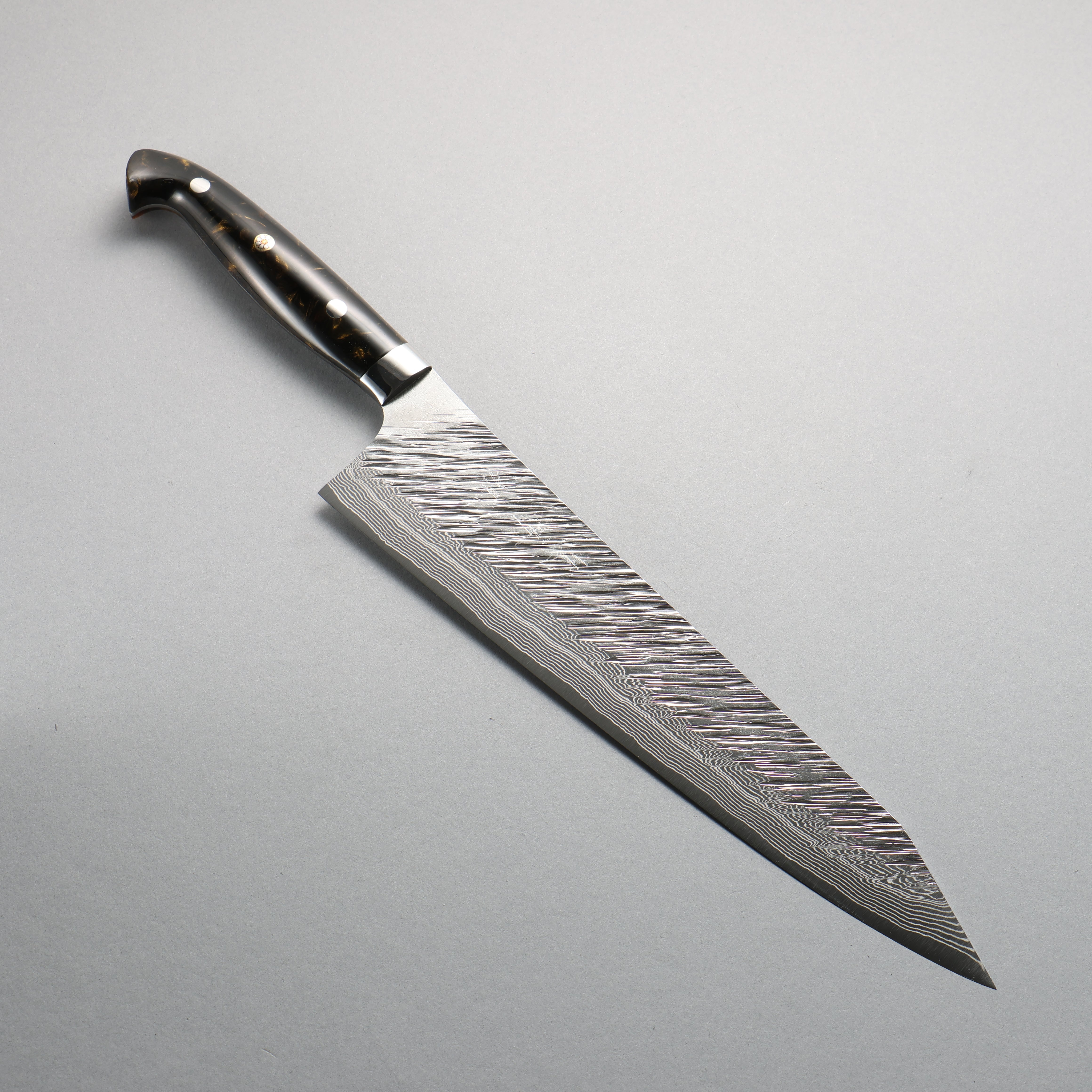 Yu Kurosaki Fujin SG2 Hammered Damascus Kiritsuke Gyuto 270mm Brown Black Acrylic Handle - Seisuke Knife