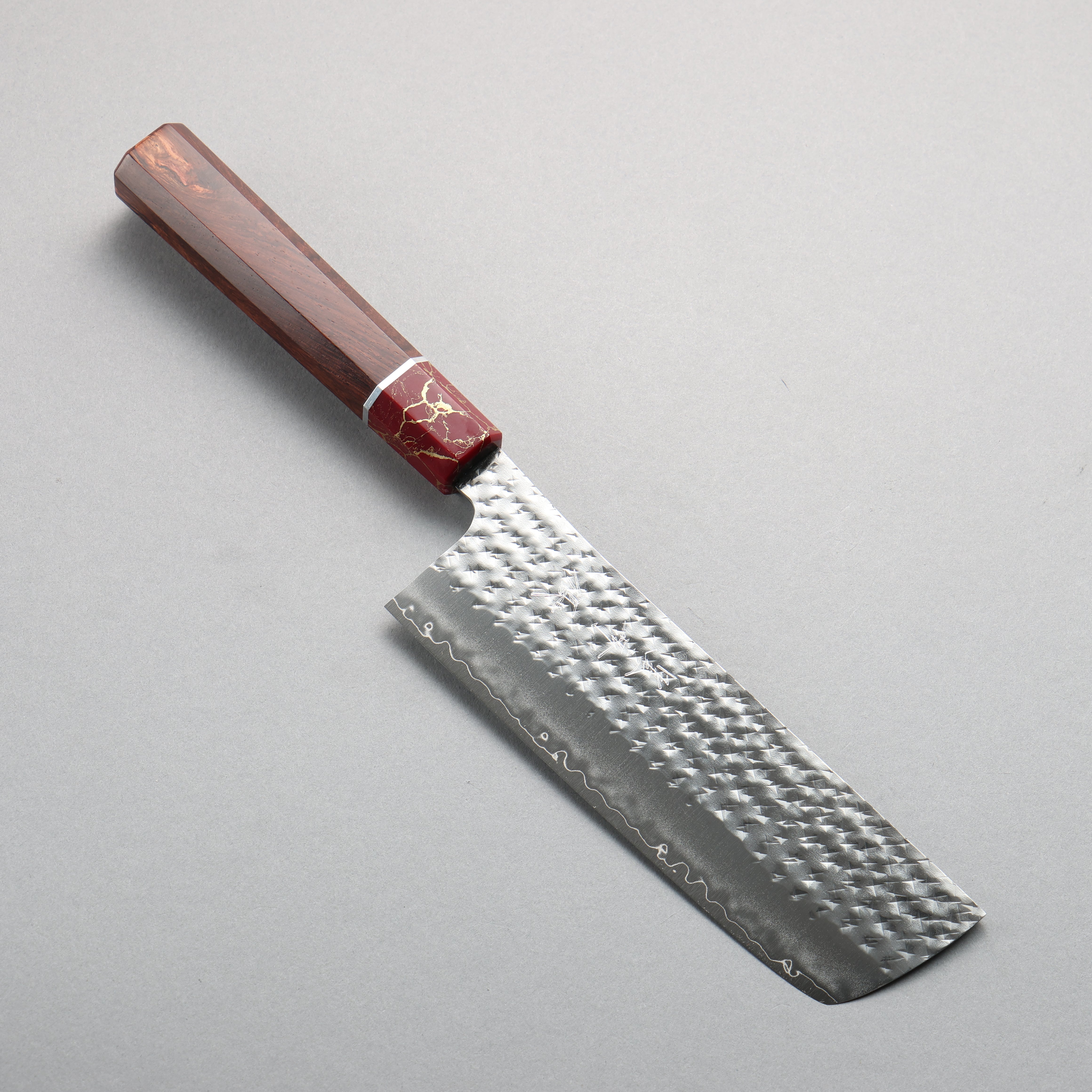 Yu Kurosaki Senko Ei SG2 Hammered Nakiri 165mm Rosewood (Ferrule: Red Turquoise) Handle - Seisuke Knife