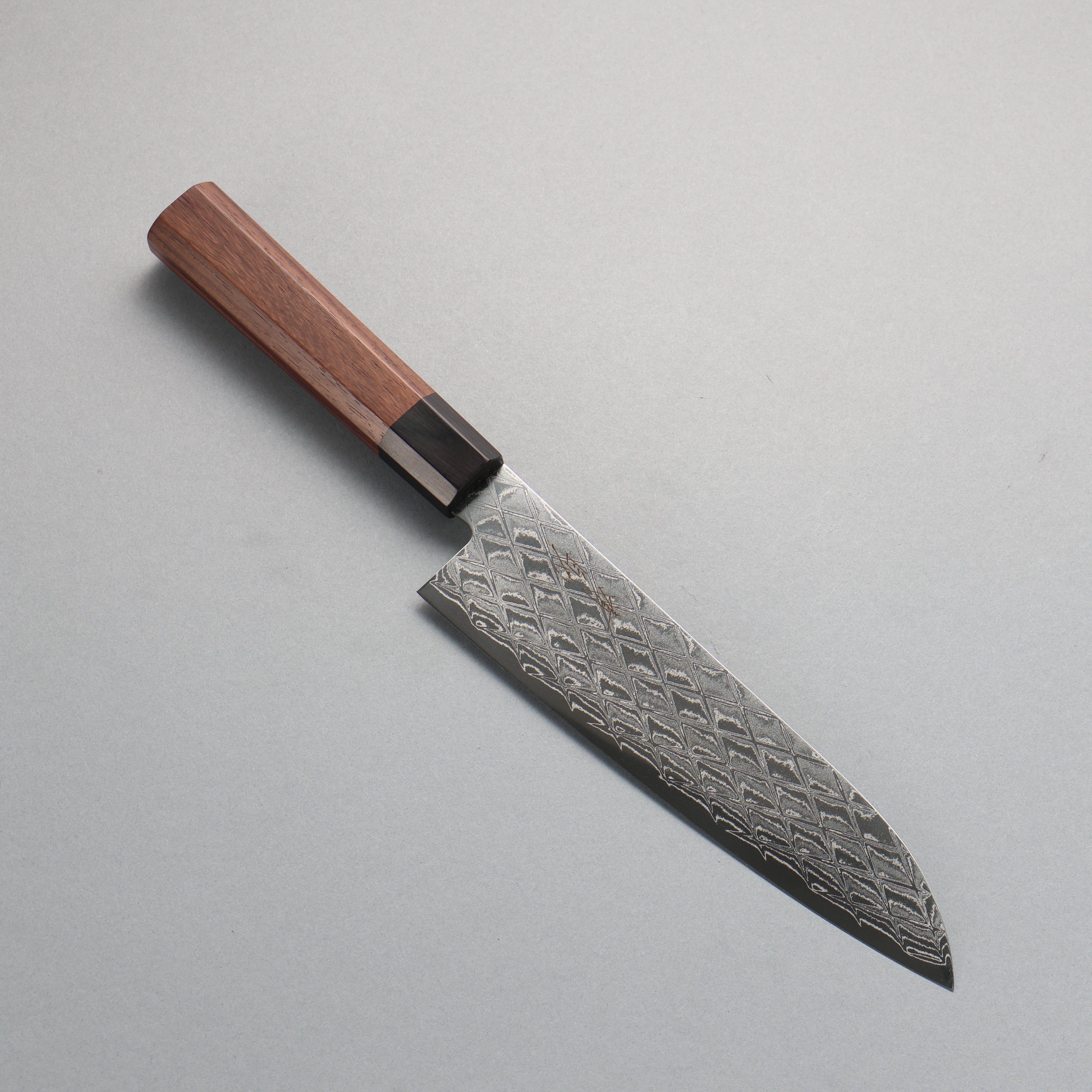 Seisuke AUS10 Mirror Crossed Santoku 180mm Shitan & Black Pakkawood Handle - Seisuke Knife