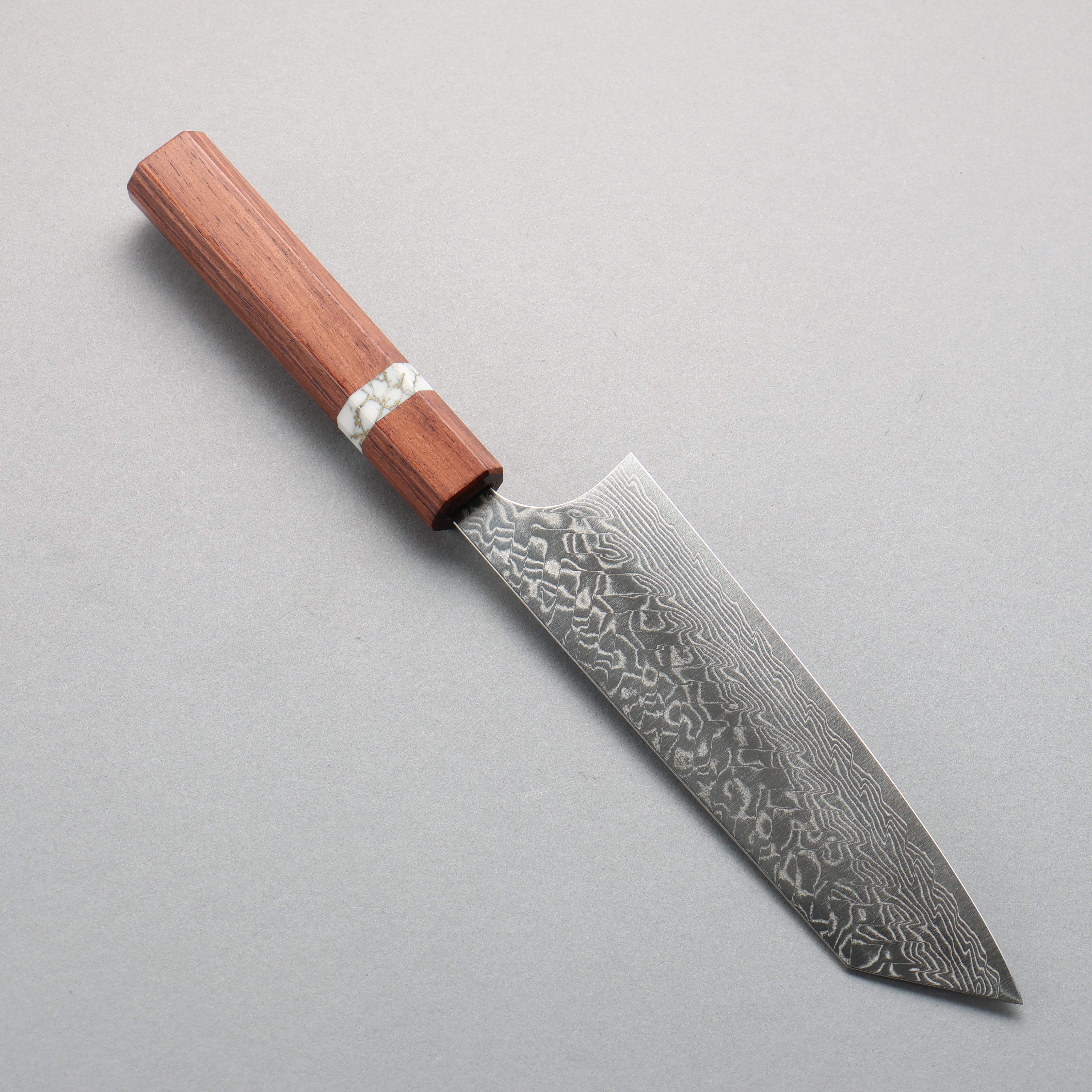 Yoshimi Kato SG2 Damascus Migaki Finished Bunka 170mm Rosewood (White Turquoise Ring) Handle - Seisuke Knife