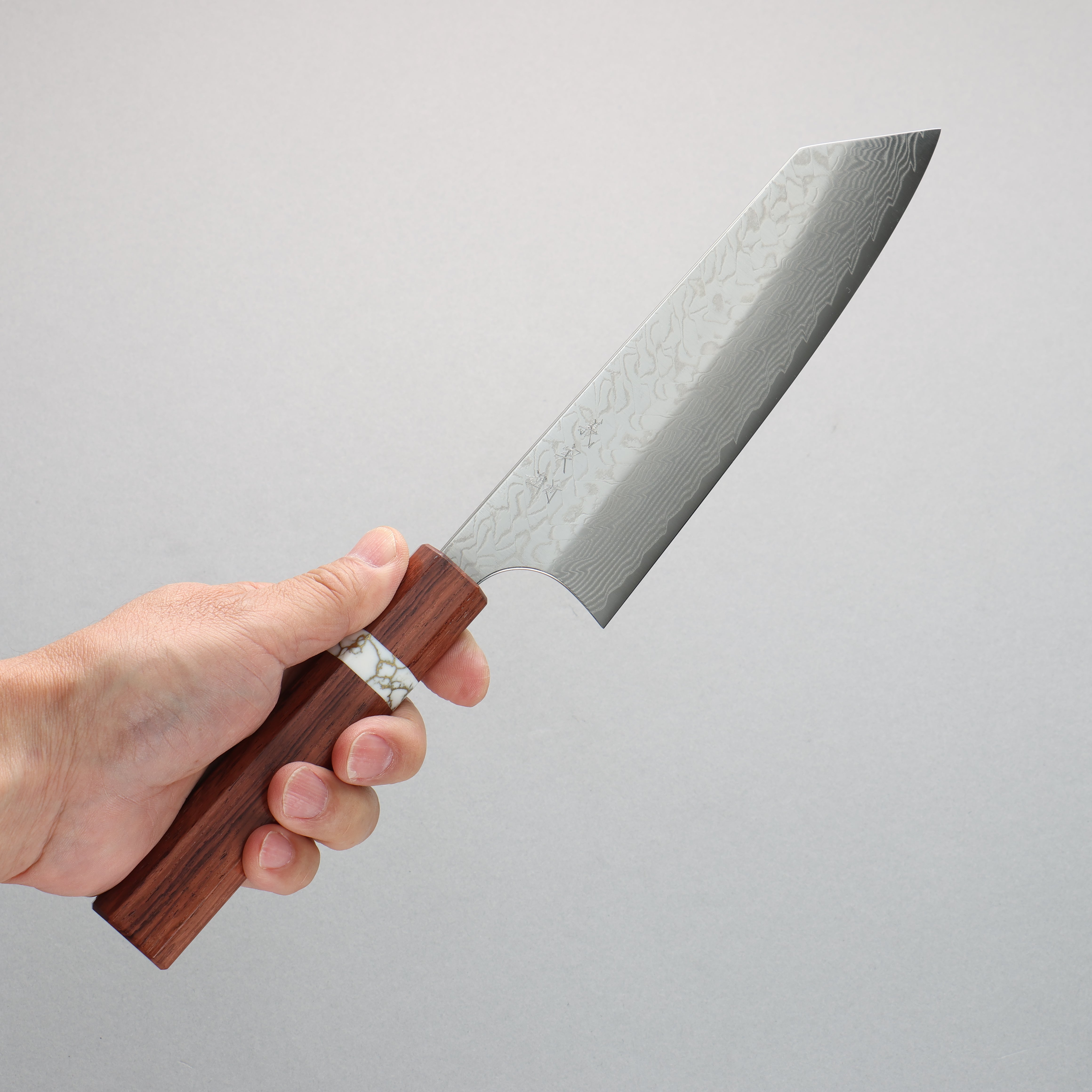 Yoshimi Kato SG2 Damascus Migaki Finished Bunka 170mm Rosewood (White Turquoise Ring) Handle - Seisuke Knife
