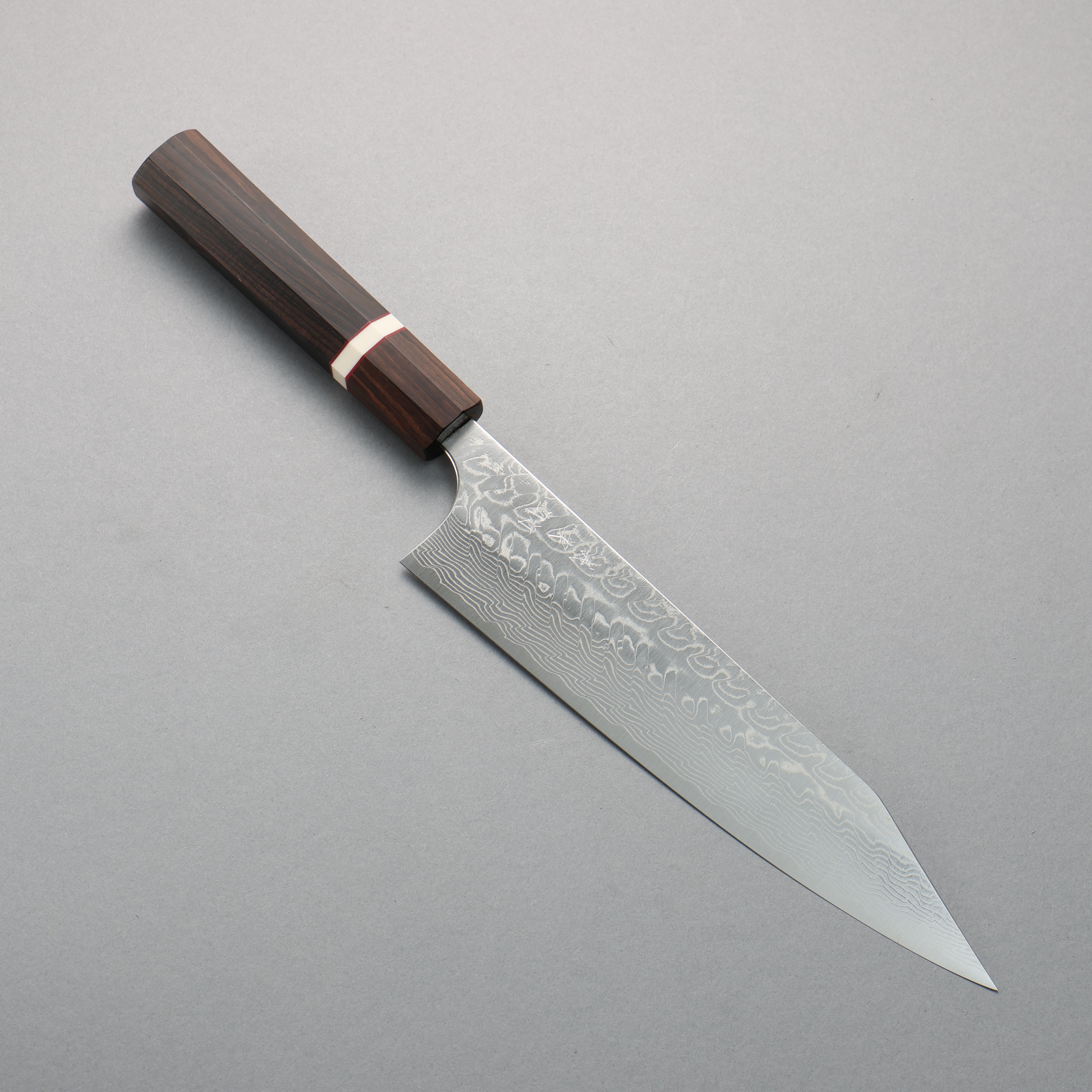 Yoshimi Kato SG2 Damascus Migaki Finished Kiritsuke Gyuto 210mm Ebony (White Ring) Handle - Seisuke Knife