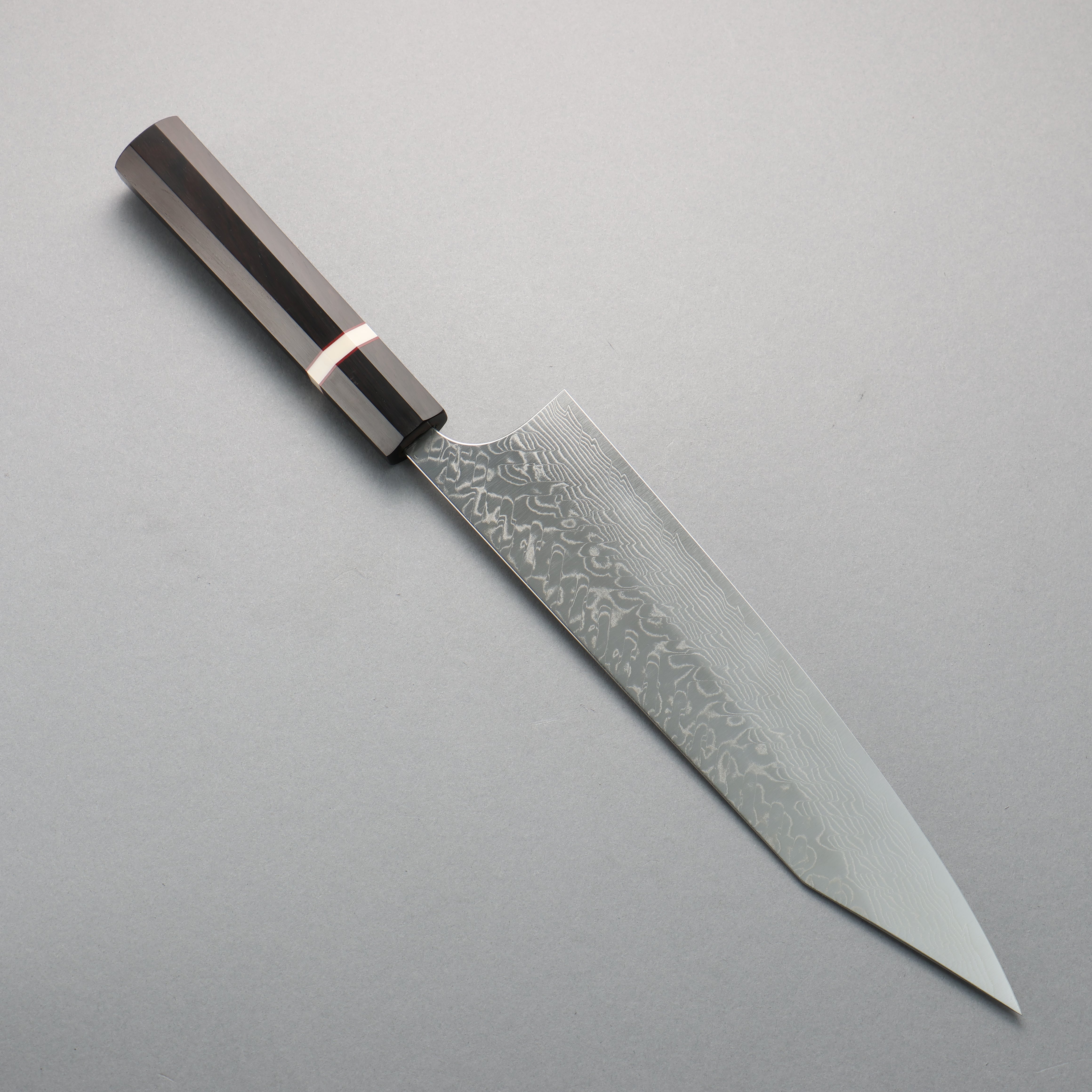 Yoshimi Kato SG2 Damascus Migaki Finished Kiritsuke Gyuto 240mm Ebony (White Ring) Handle - Seisuke Knife