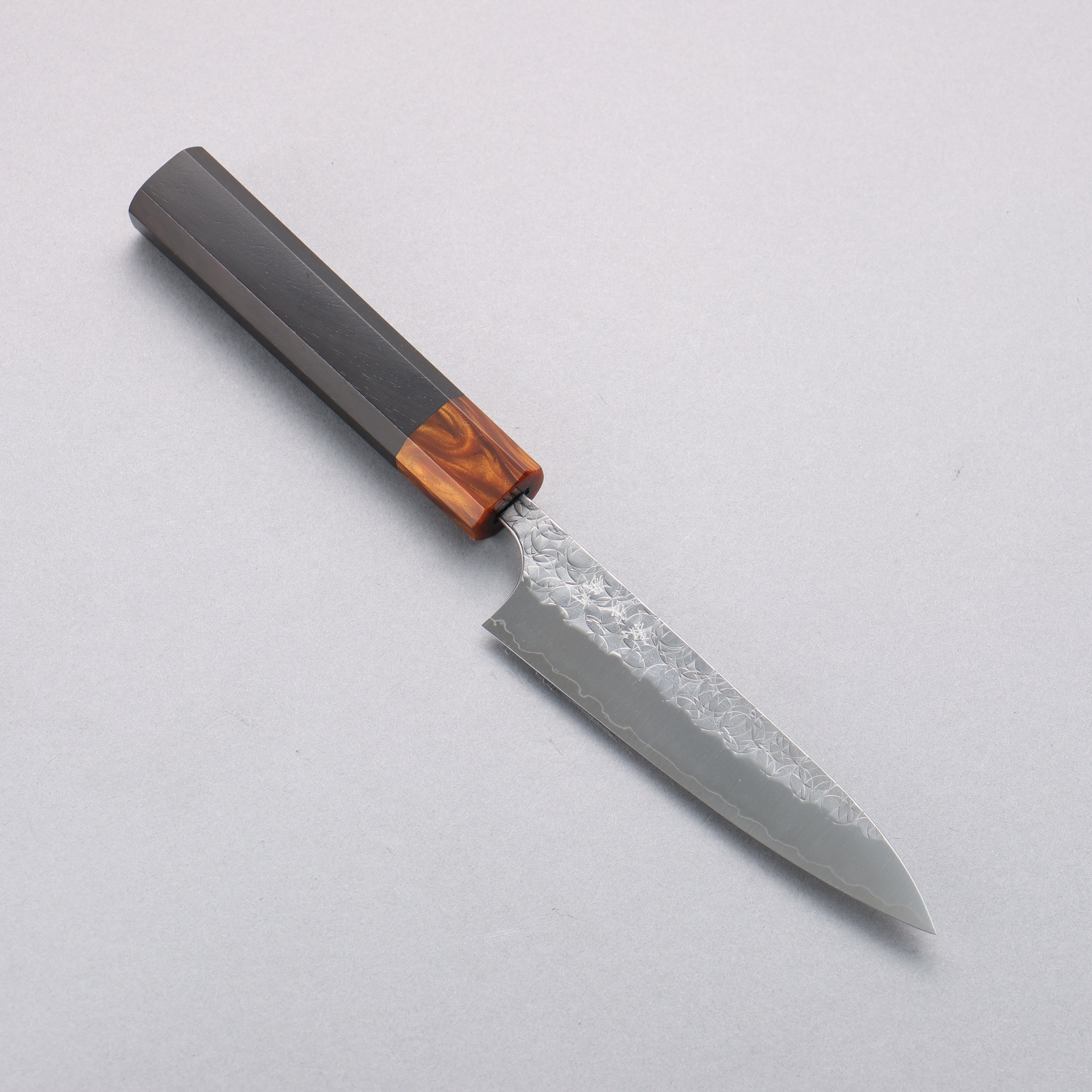 Yoshimi Kato Minamo SG2 Hammered Petty-Utility 120mm Ebony (ferrule: Orange Resin) Handle - Seisuke Knife