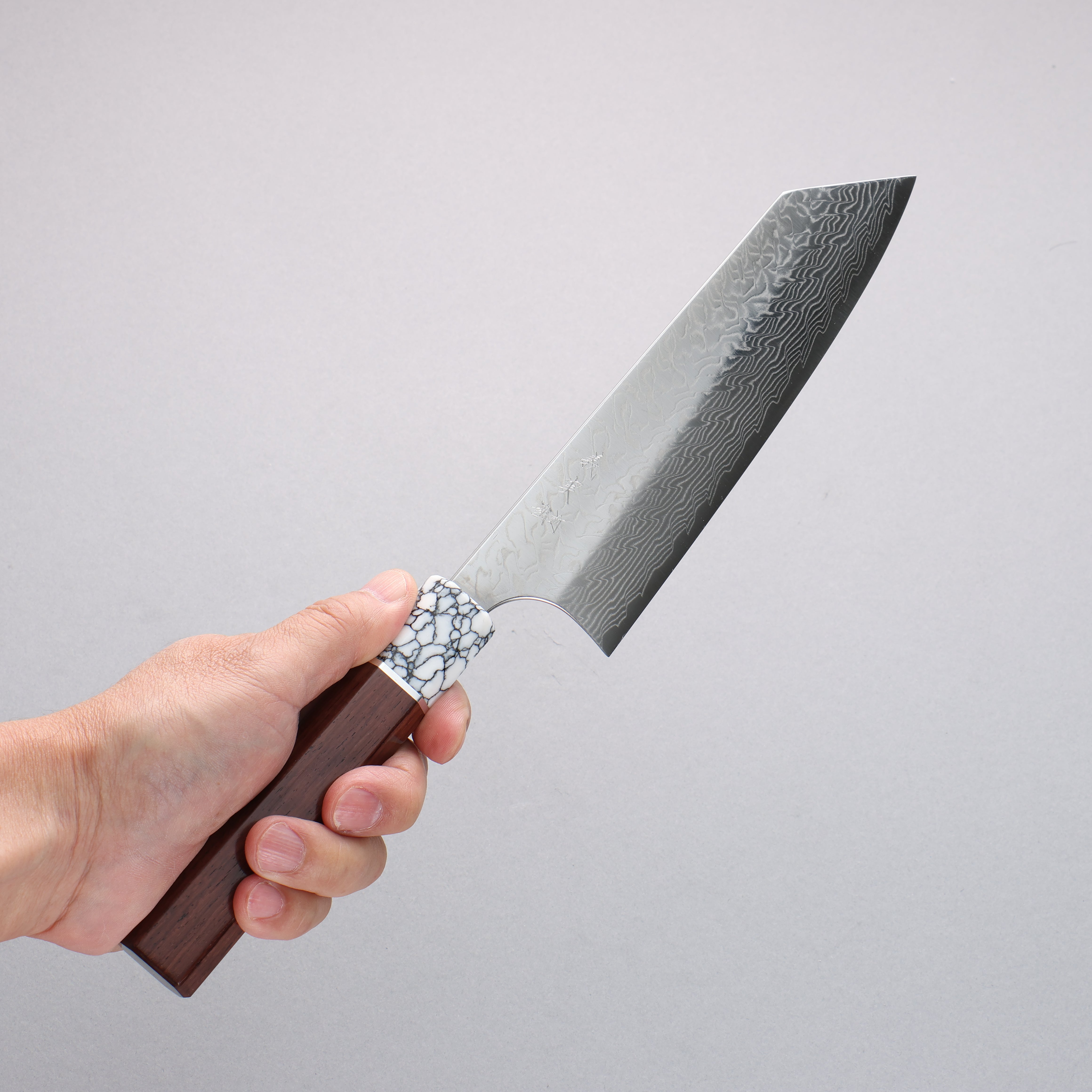 Yoshimi Kato SG2 Damascus Migaki Finished Bunka 170mm Rosewood (Ferrule: White Turquoise) Handle - Seisuke Knife