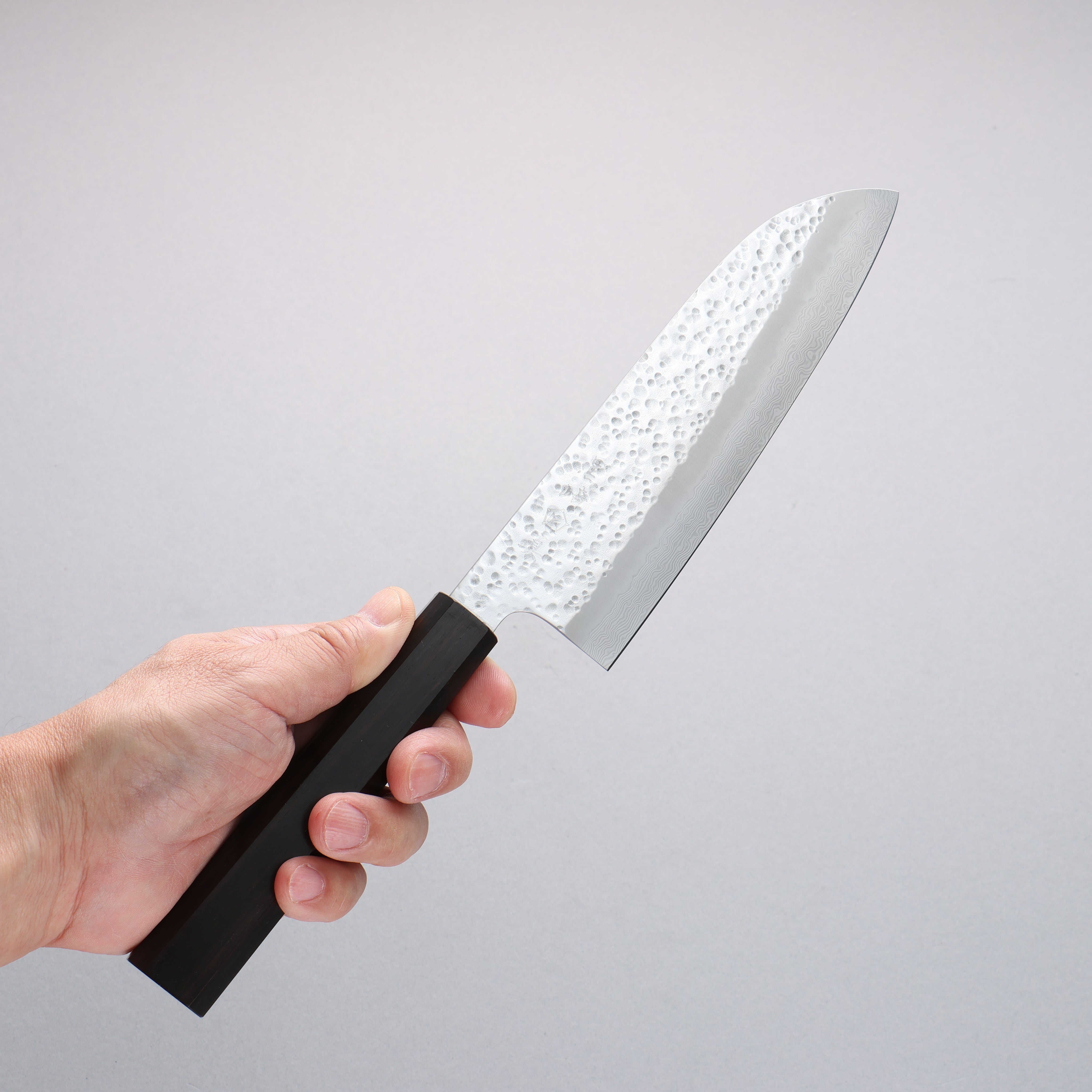Makoto Kurosaki Coreless Hammered Santoku 165mm Ebony Wood Handle VG2/VG10 - Seisuke Knife