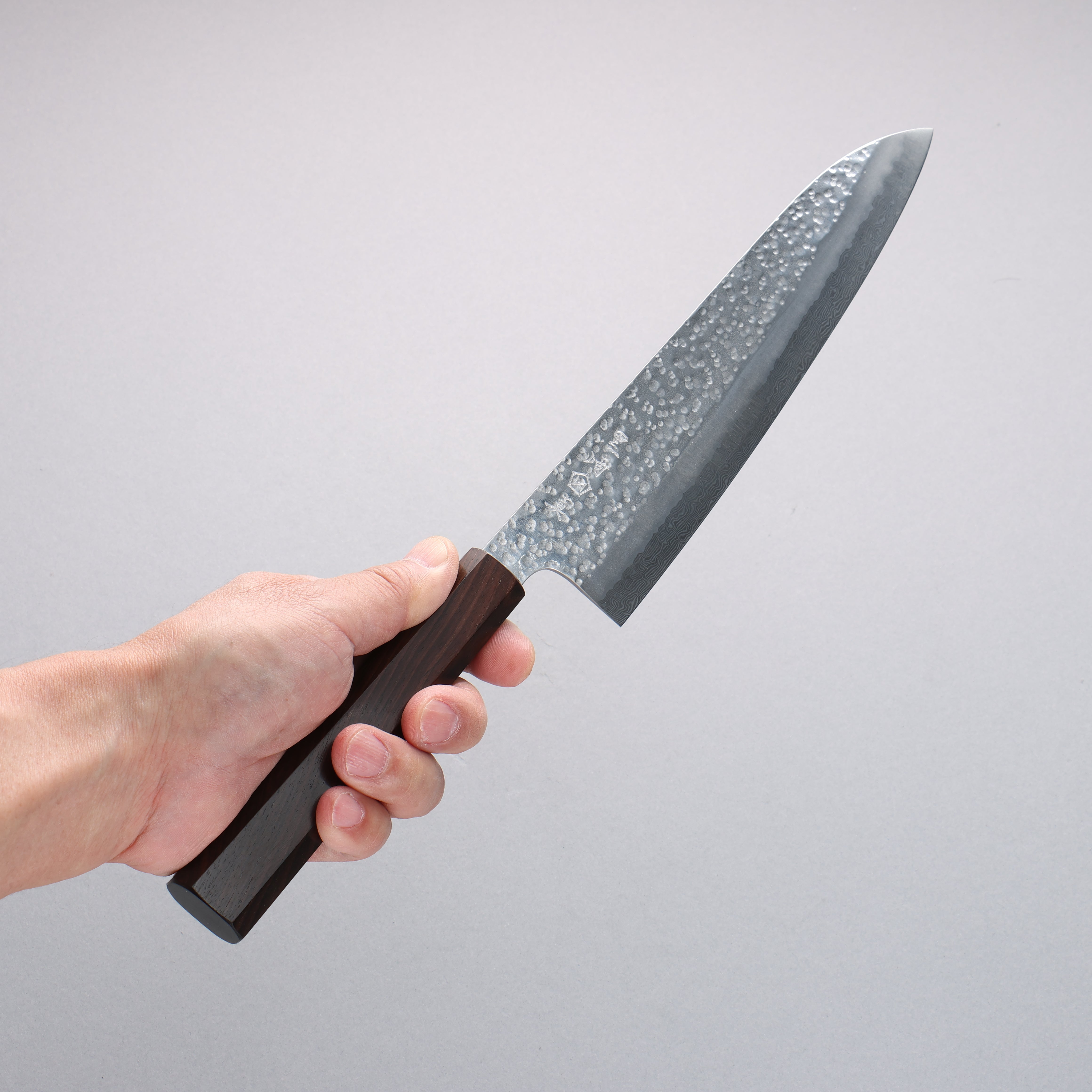Makoto Kurosaki Coreless Hammered Gyuto 210mm Ebony Wood Handle VG2/VG10 - Seisuke Knife