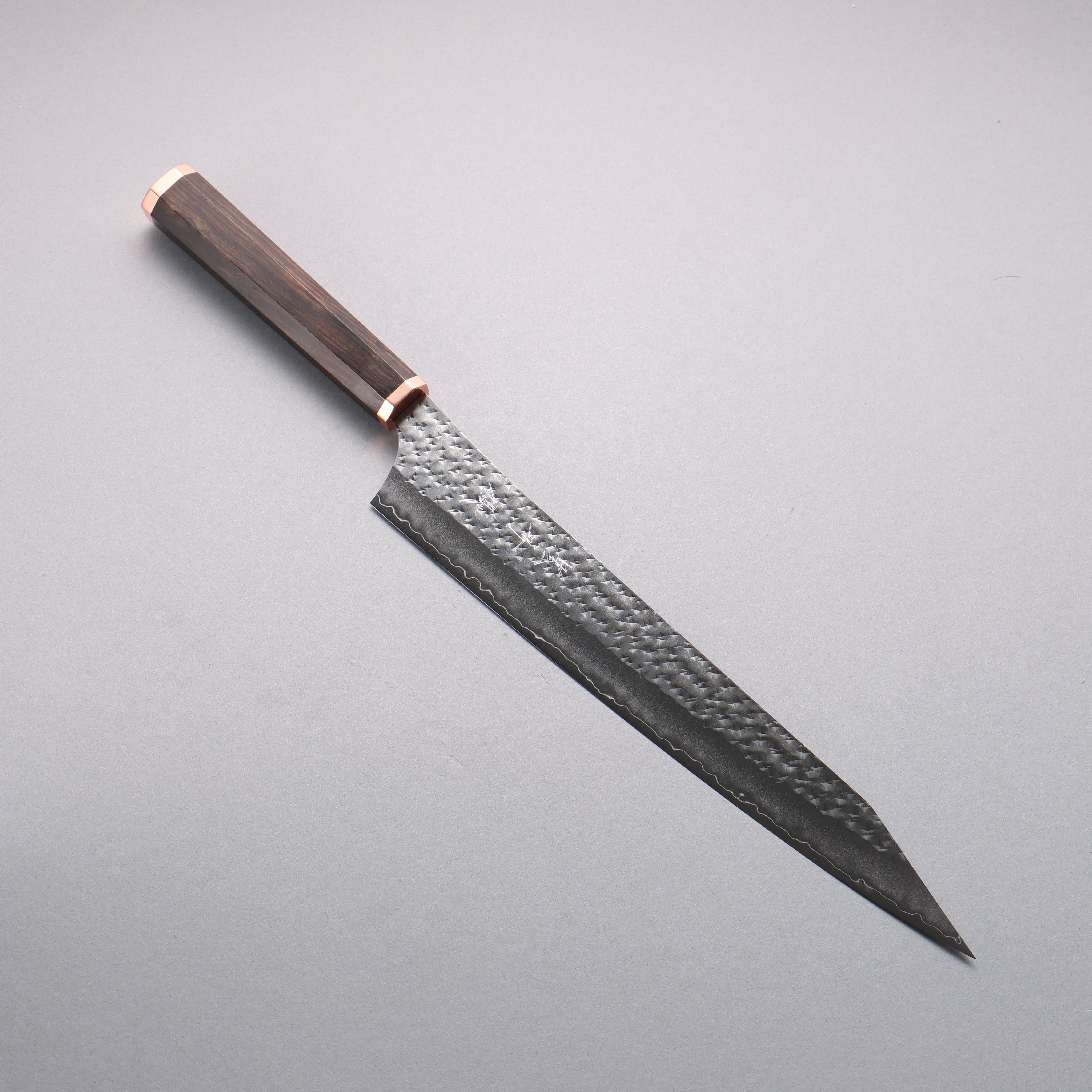 Yu Kurosaki Senko Ei SG2 Hammered Sujihiki 270mm Ebony (Copper Ferrule and End Cap) Handle - Seisuke Knife