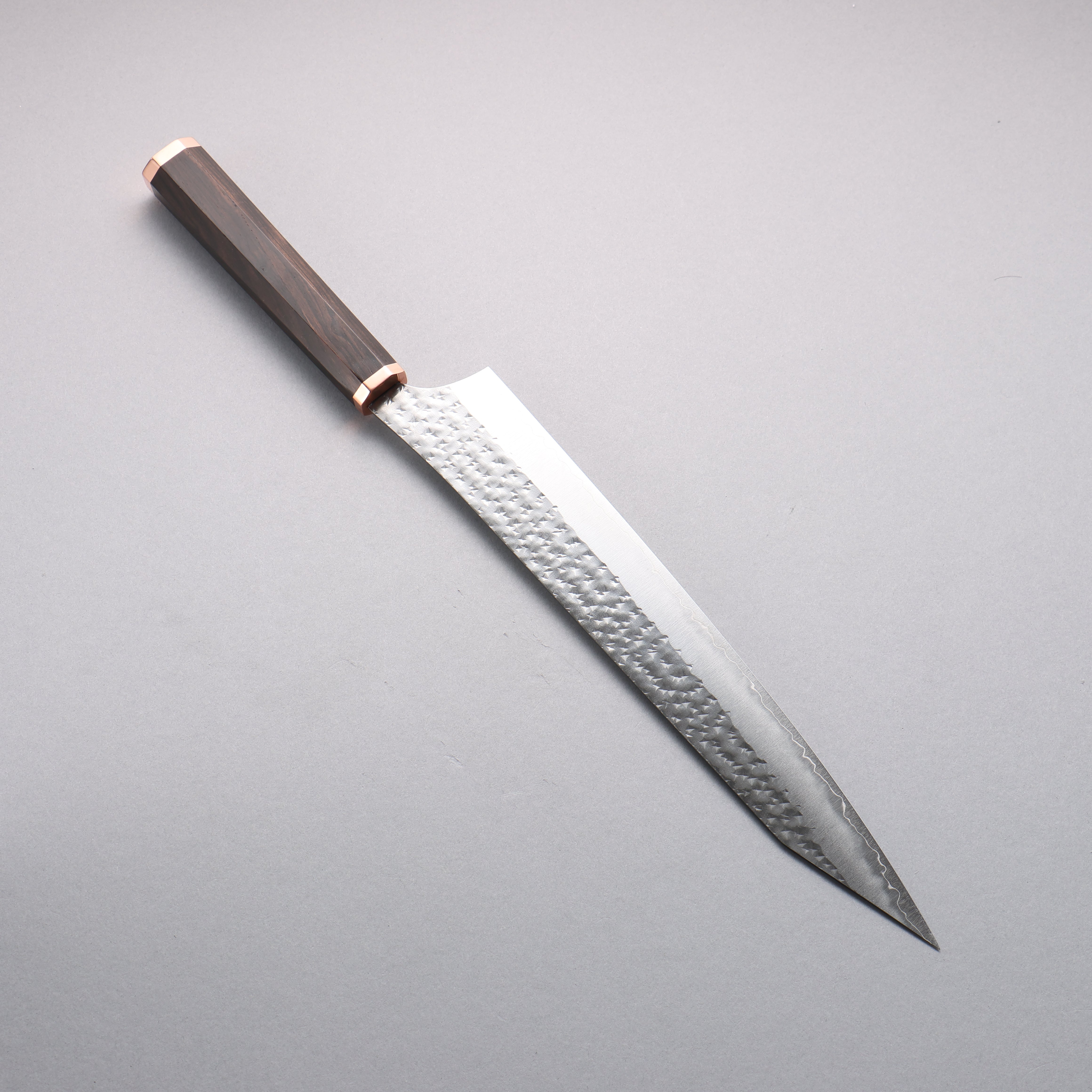 Yu Kurosaki Senko Ei SG2 Hammered Sujihiki 270mm Ebony (Copper Ferrule and End Cap) Handle - Seisuke Knife