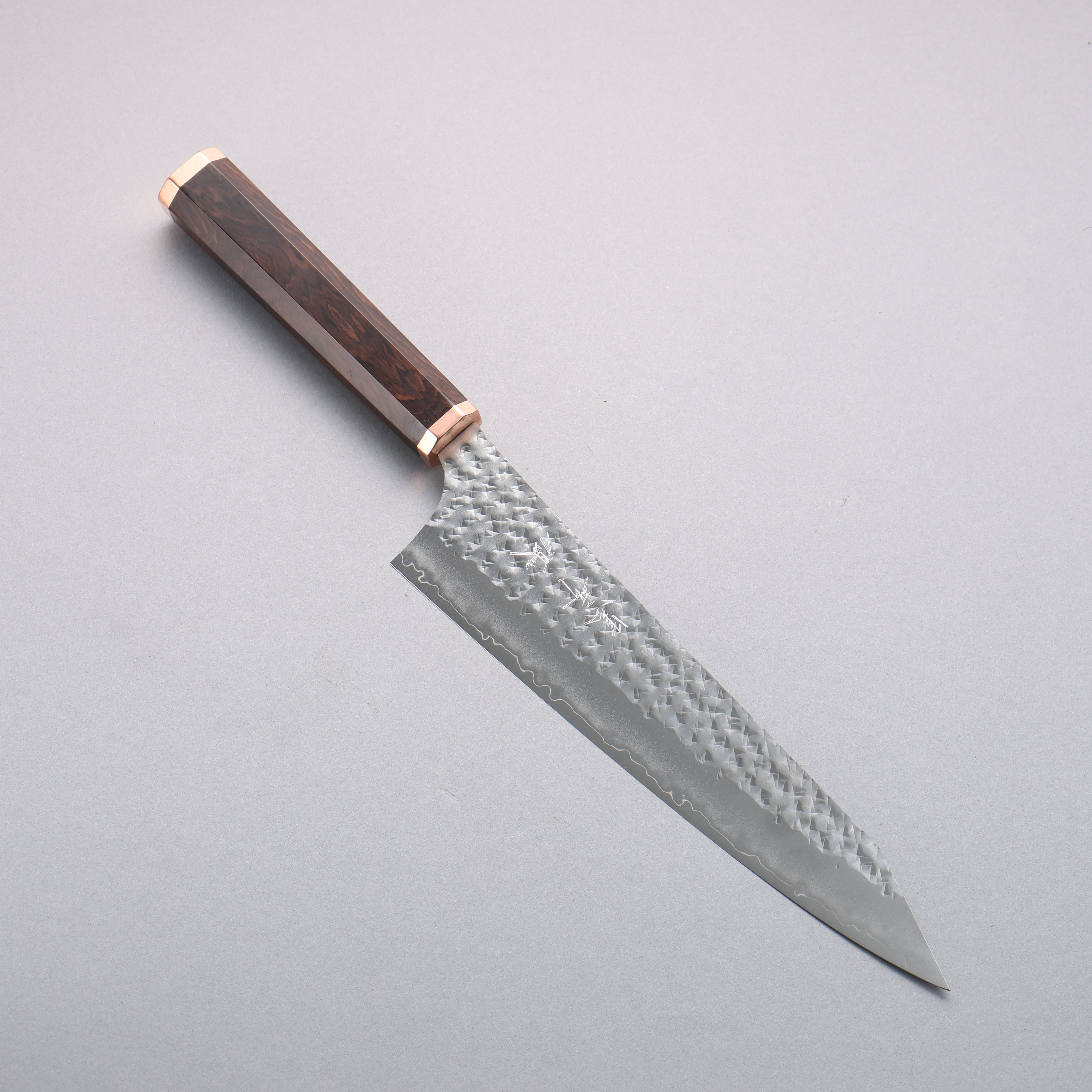 Yu Kurosaki Senko Ei SG2 Hammered Gyuto 210mm Ebony (Copper Ferrule and End Cap) Handle - Seisuke Knife