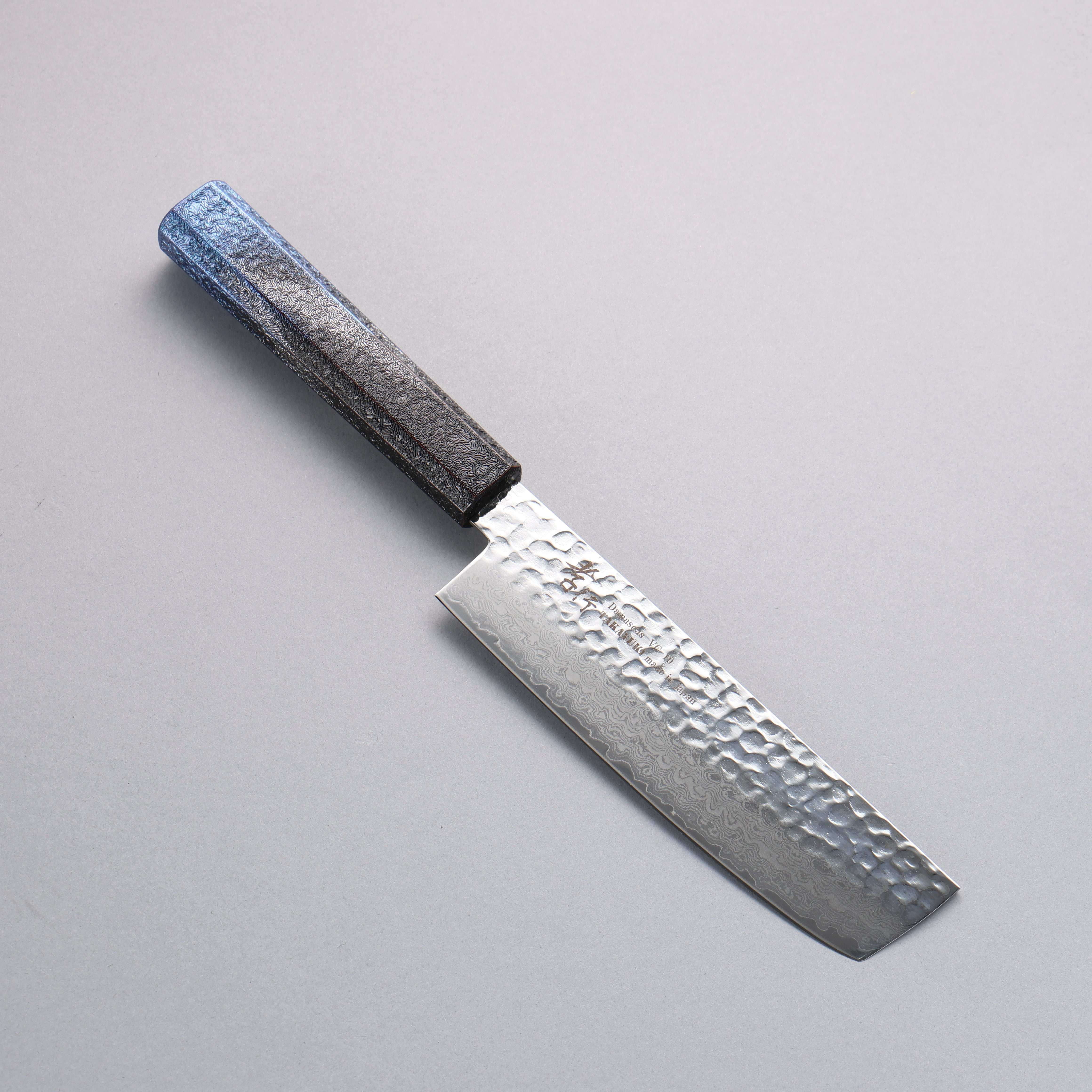 Sakai Takayuki Rinnou VG10 33 Layer Damascus Nakiri160mm Blue Lacquered Handle - Seisuke Knife