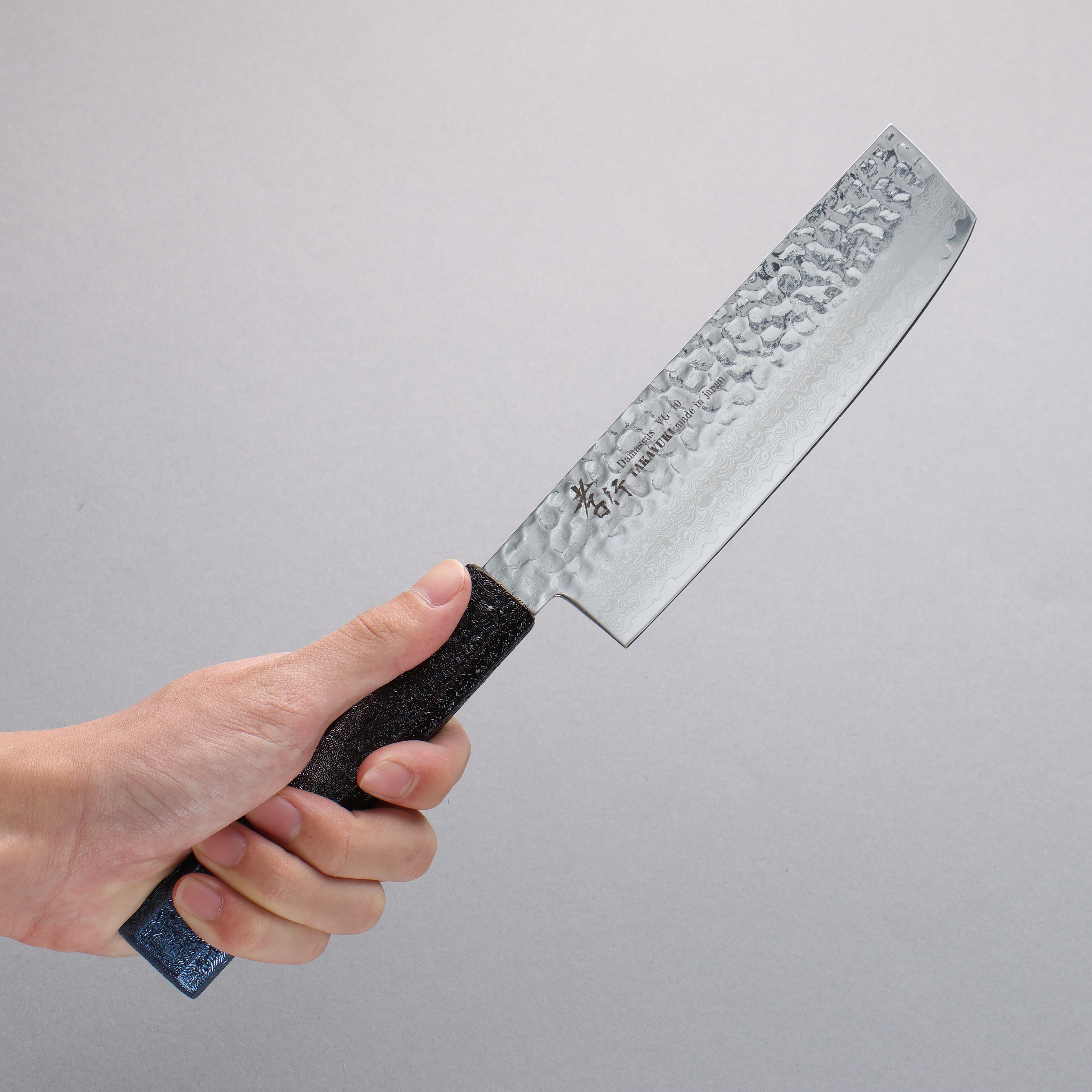 Sakai Takayuki Rinnou VG10 33 Layer Damascus Nakiri160mm Blue Lacquered Handle - Seisuke Knife