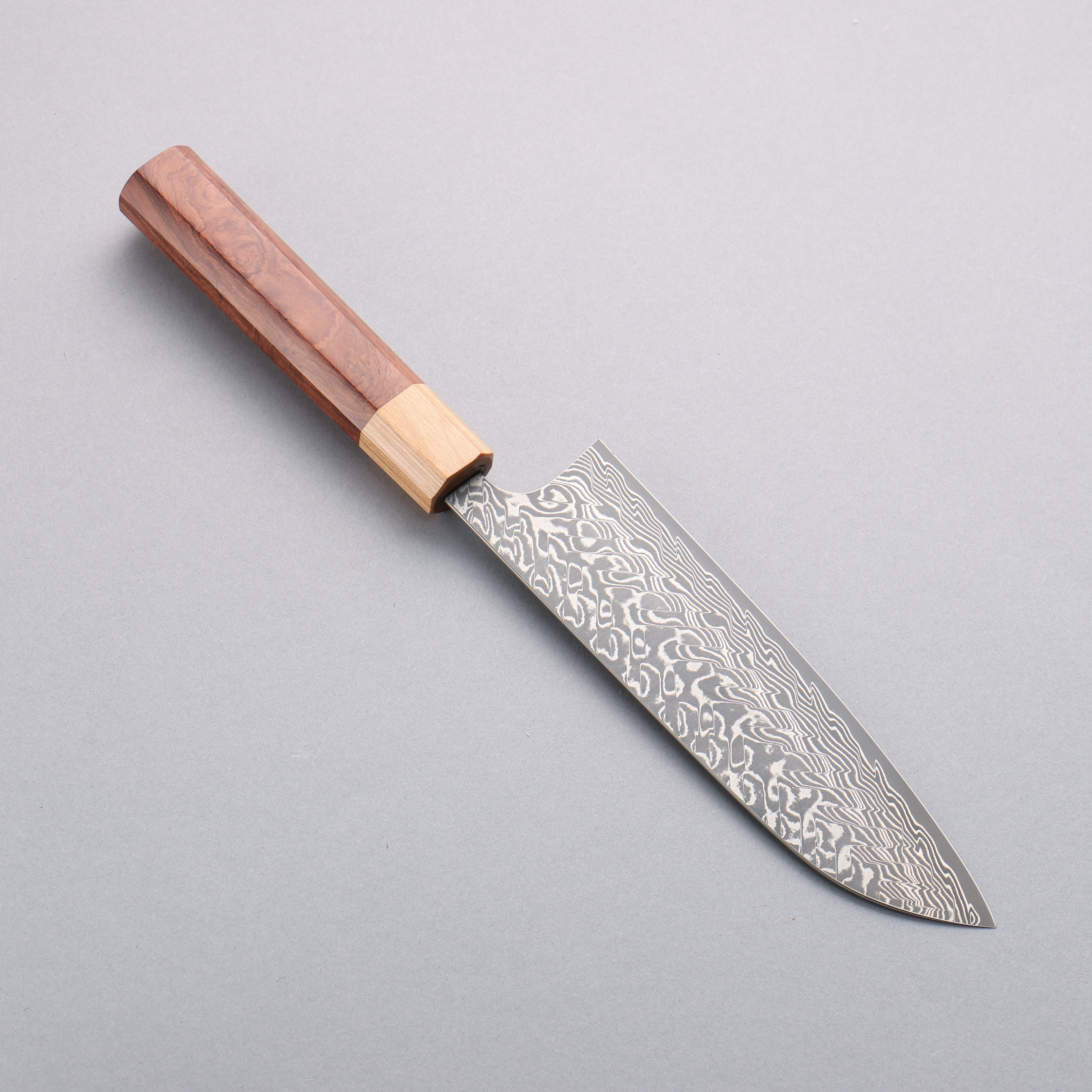 Yoshimi Kato SG2 Black Damascus Santoku 170mm Honduras (ferrule: White Pakka wood) Handle - Seisuke Knife