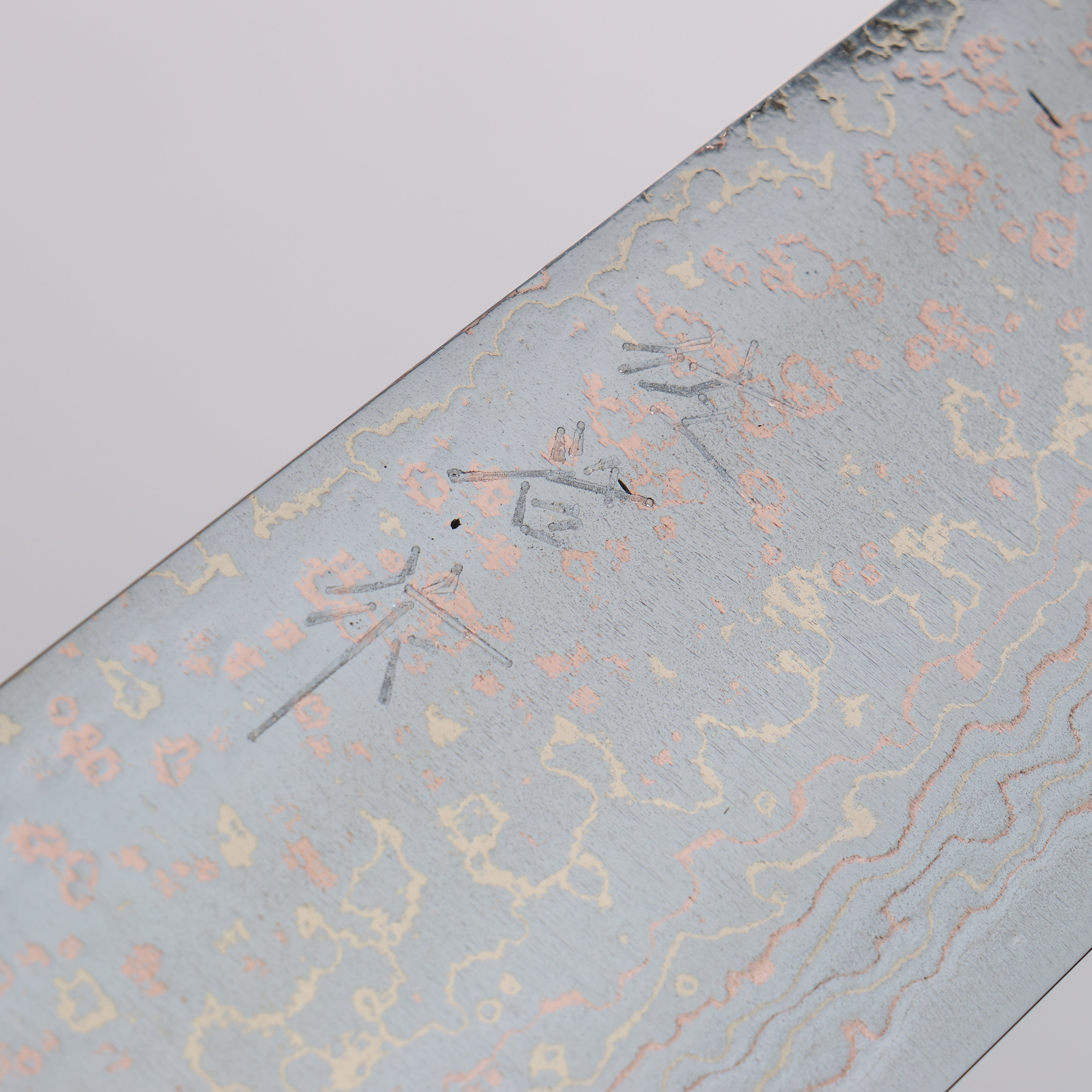 Takeshi Saji VG10w Colored Damascus Bunka 180mm Blue Turquoise Handle - Seisuke Knife