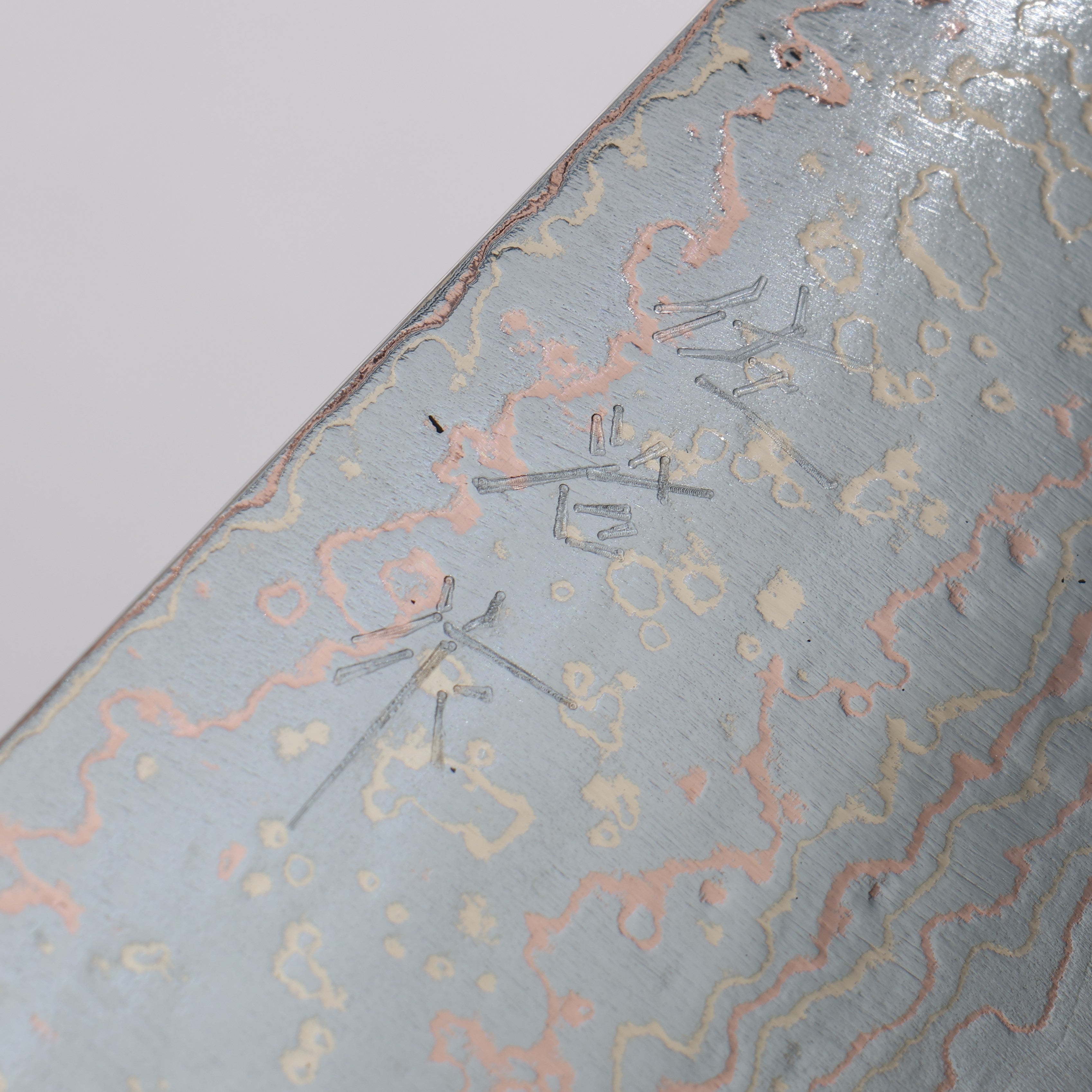 Takeshi Saji VG10w Colored Damascus Nakiri 165mm White Turquoise Handle - Seisuke Knife