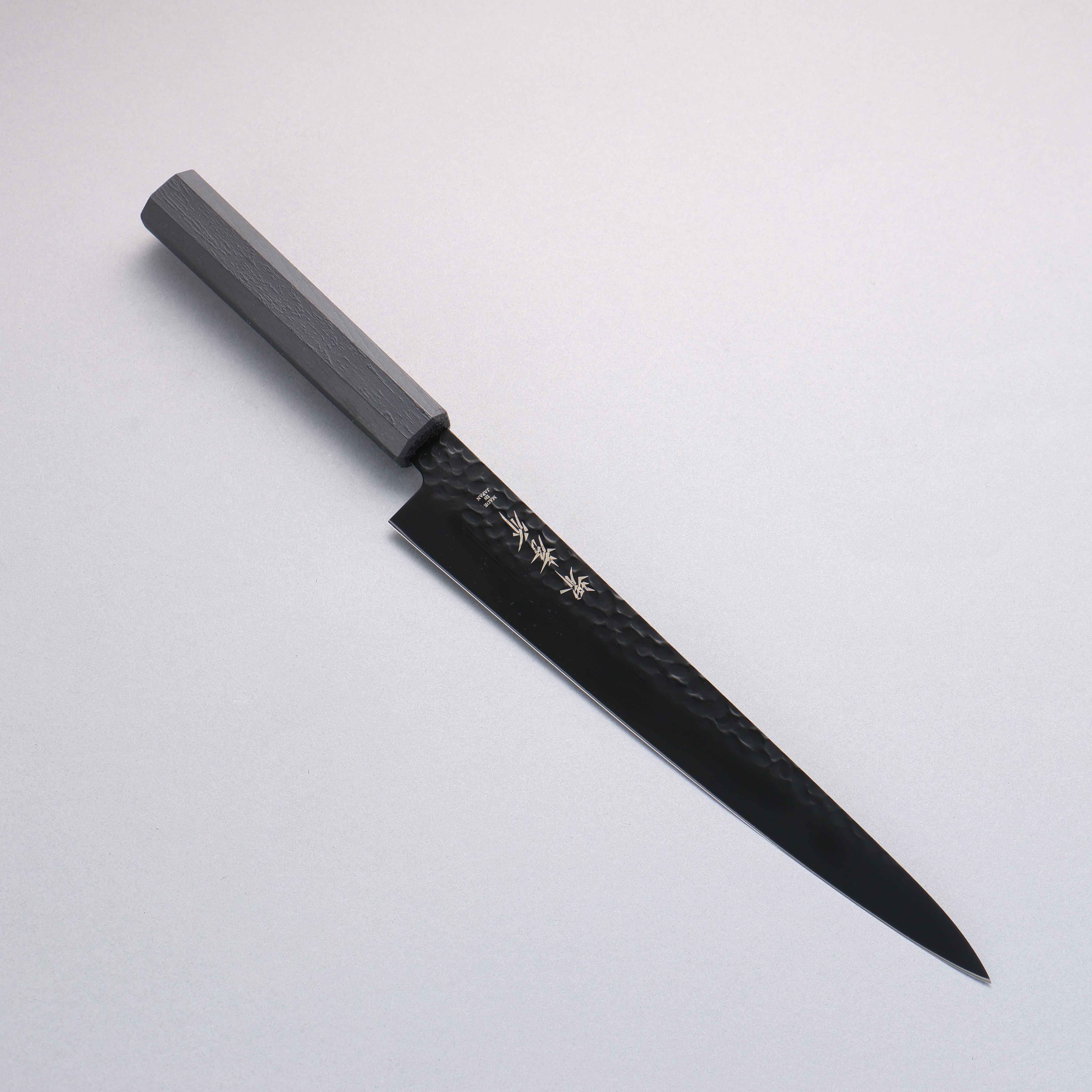 Sakai Takayuki Kurokage VG10 Hammered Teflon Coating Sujihiki 240mm Black Lacquered Handle - Seisuke Knife