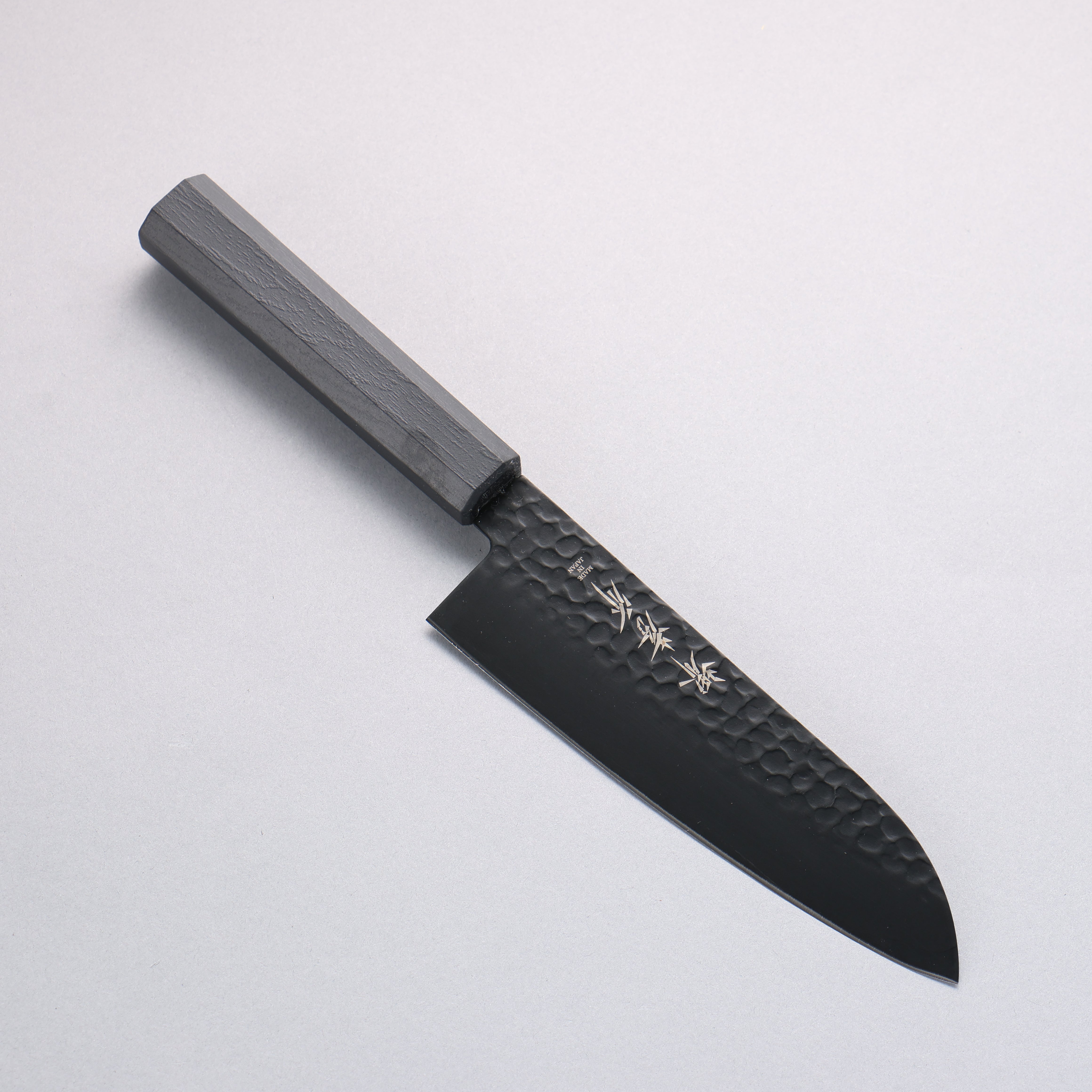 Sakai Takayuki Kurokage VG10 Hammered Teflon Coating Santoku 170mm Black Lacquered Handle - Seisuke Knife