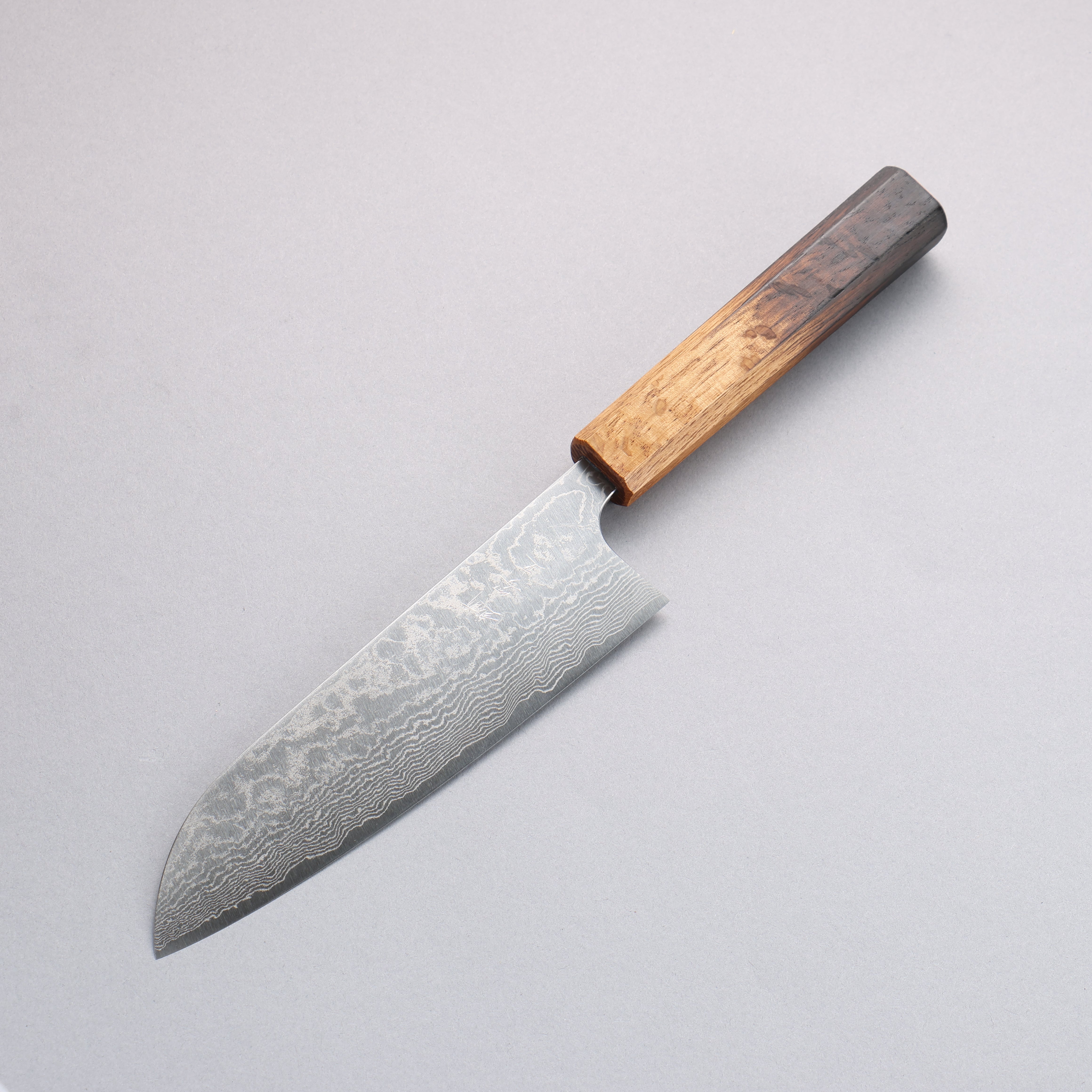 Anryu VG10 Migaki Finished Damascus Santoku 165mm Burnt Oak Handle - Seisuke Knife