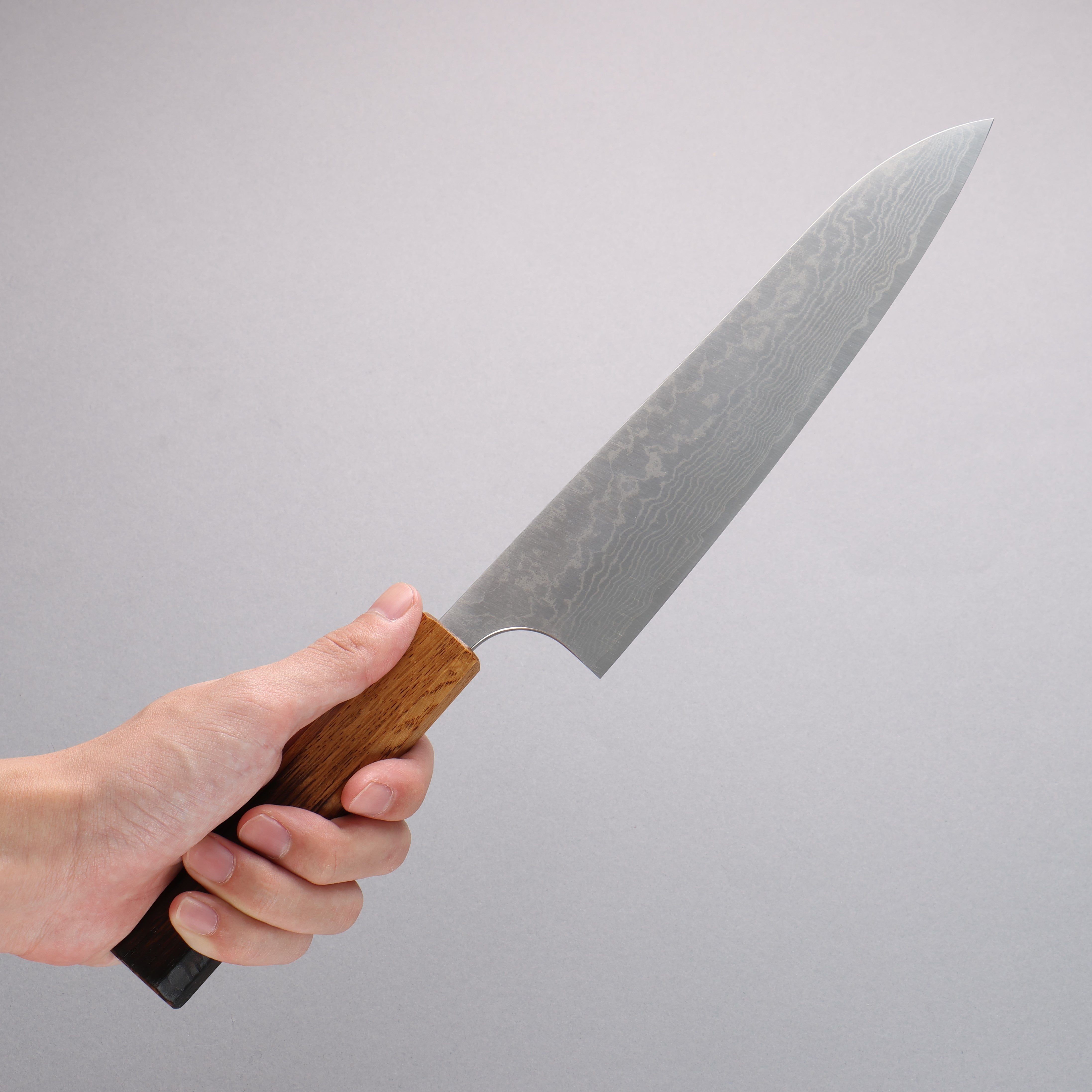 Anryu VG10 Migaki Finished Damascus Gyuto 210mm Burnt Oak Handle - Seisuke Knife