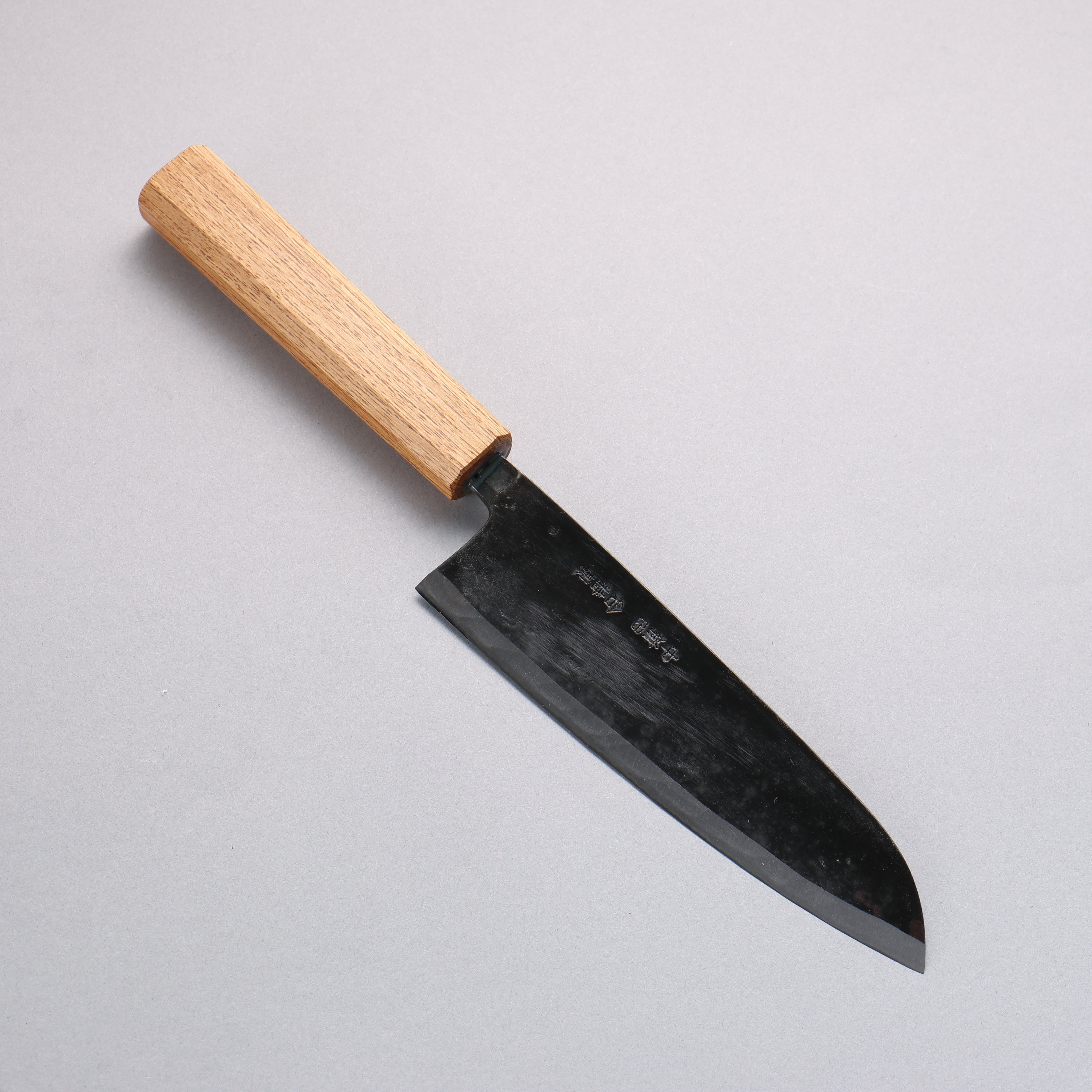 Nakaniida White Steel No.2 Black Finished Santoku 165mm Oak Handle - Seisuke Knife