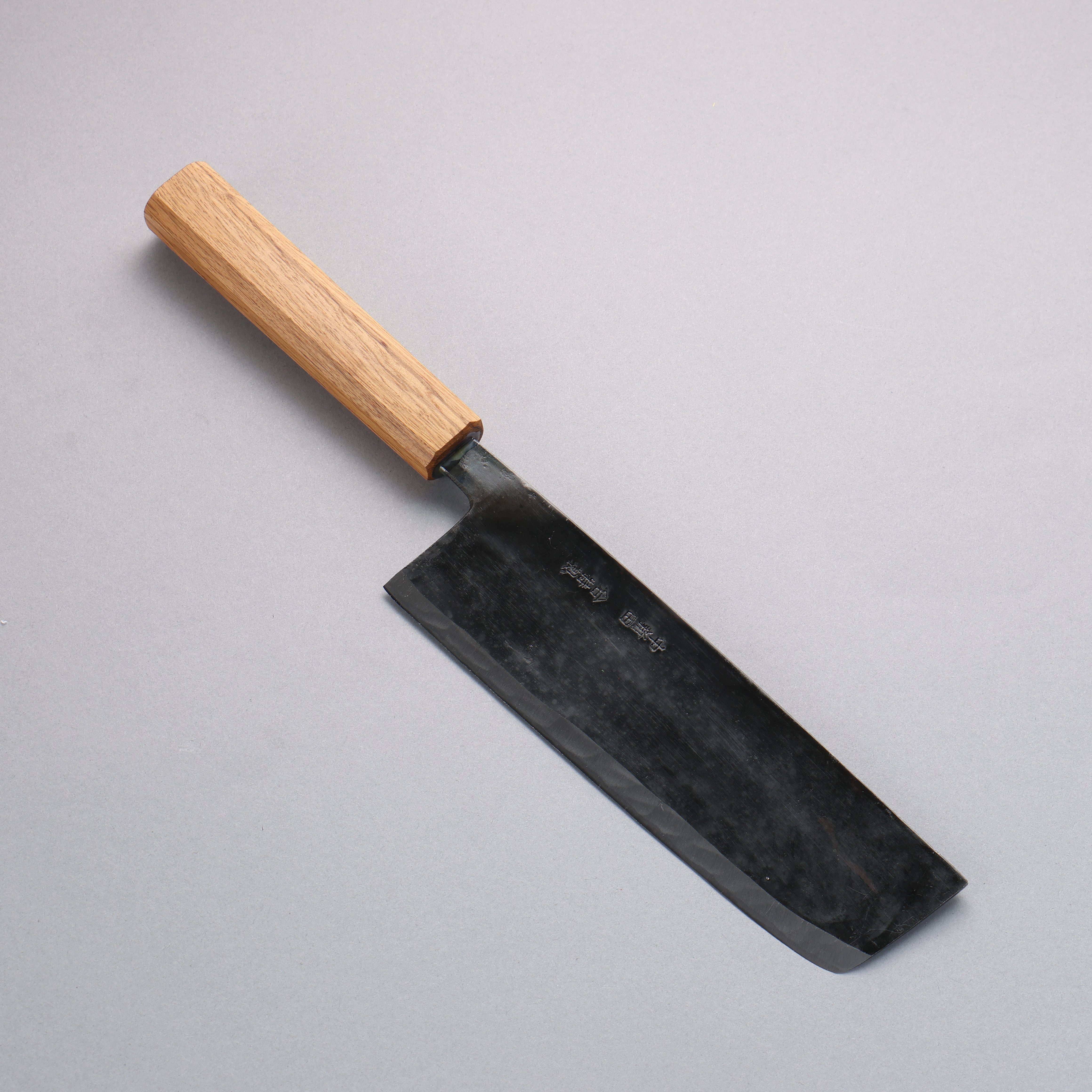Nakaniida White Steel No.2 Kurouchi Nakiri 180mm Oak Handle - Seisuke Knife