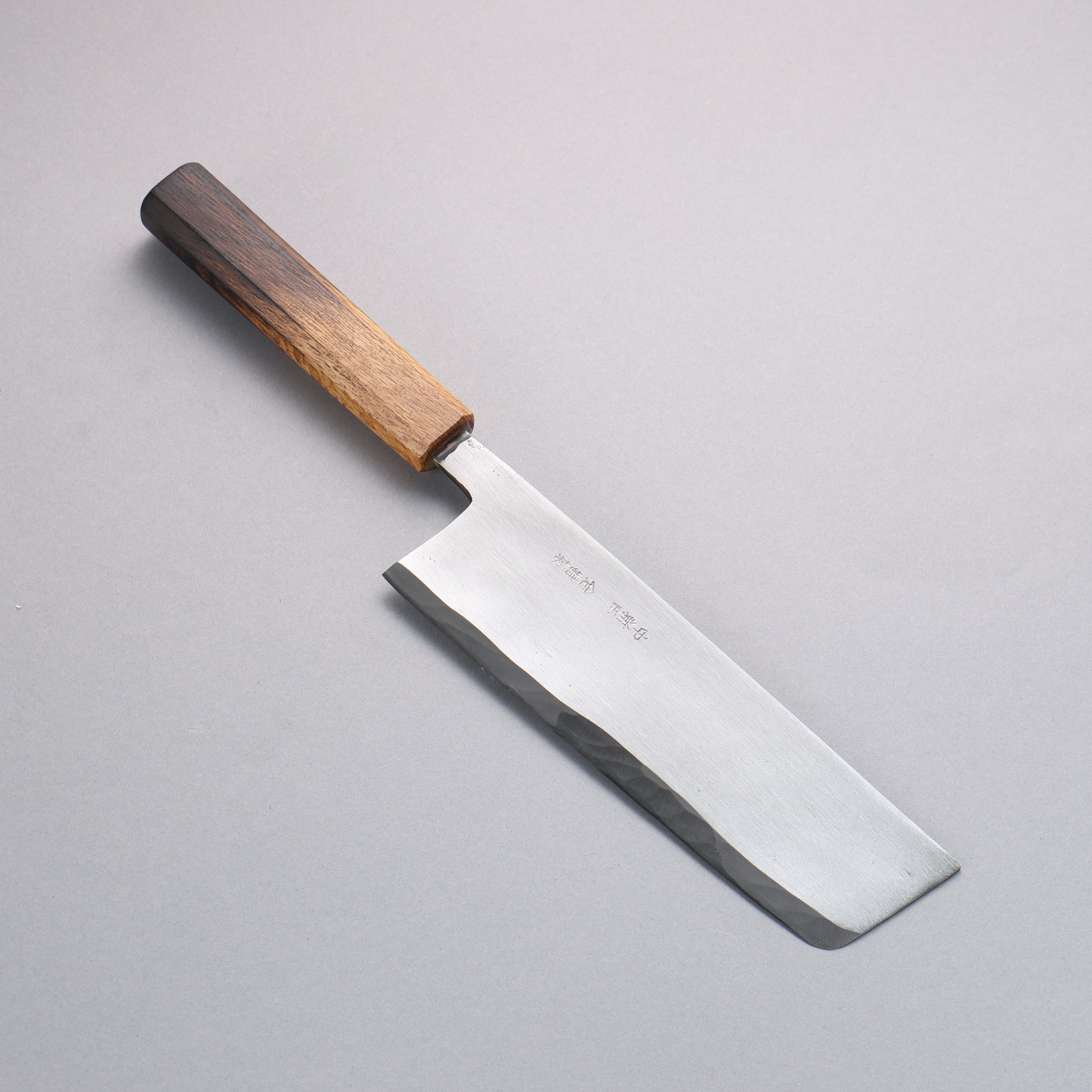 Nakaniida White Steel No.2 Migaki Finished Nakiri 180mm Burnt Oak Handle - Seisuke Knife